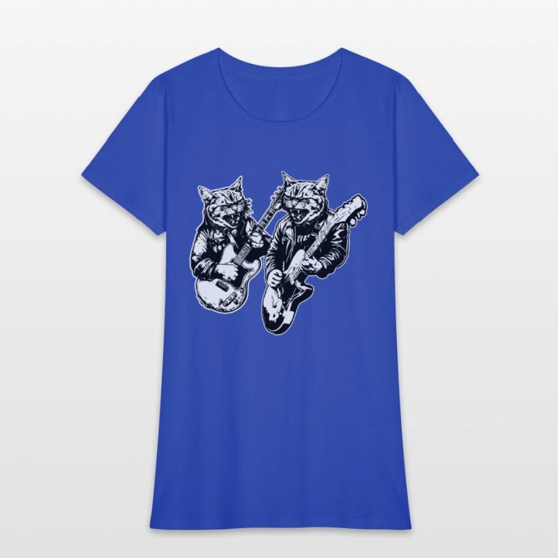 Two Cat Plays Guitar Instruments Rock Cute