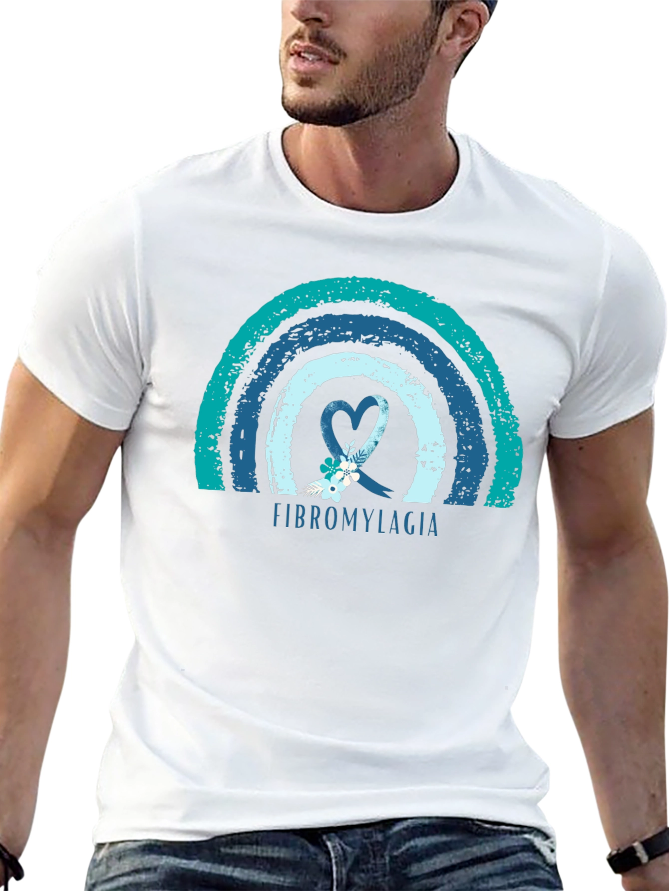 Fibromyalgia Awareness Ribbon T-Shirt - Black