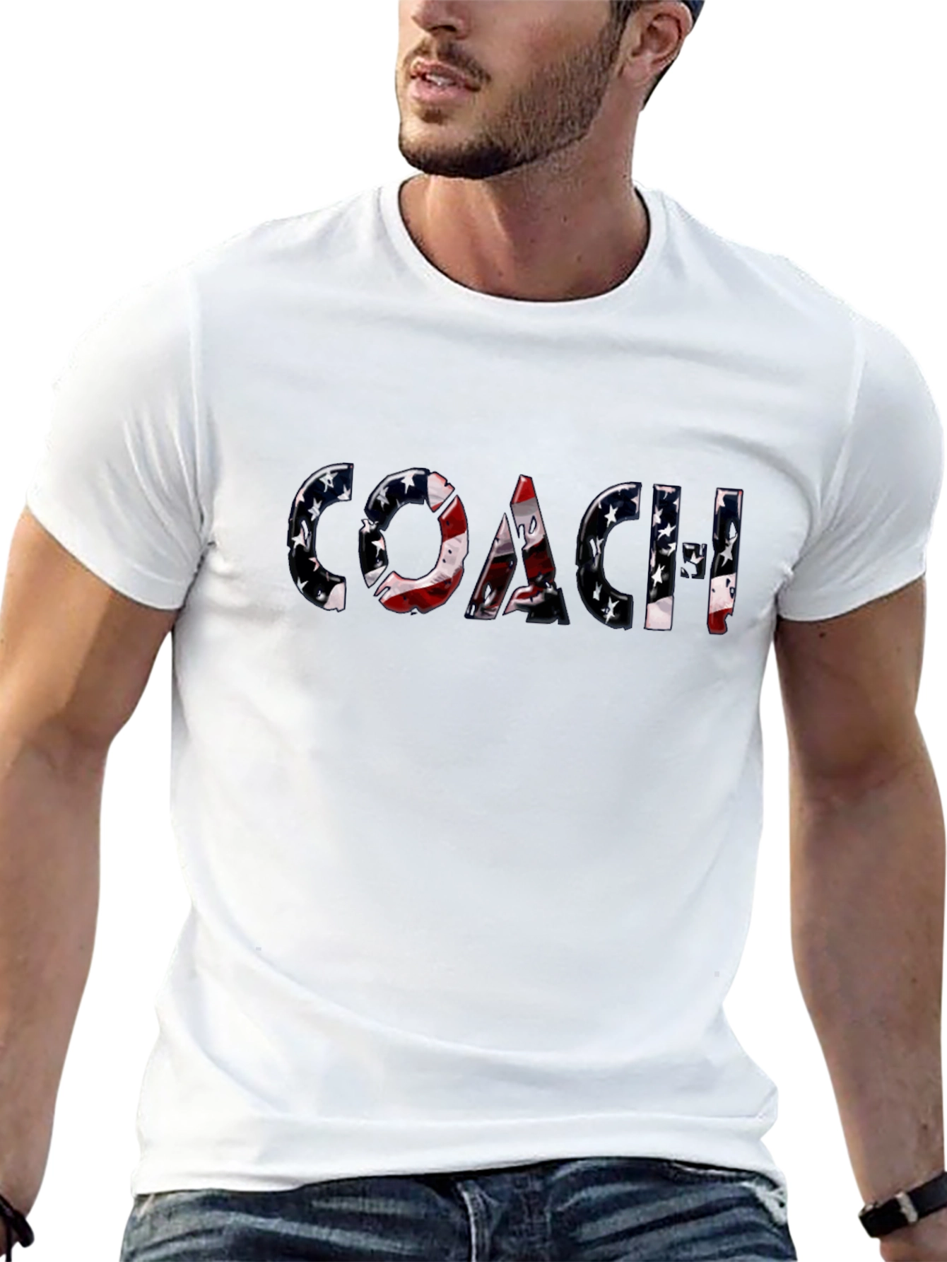 Patriotic Coach T-Shirt - American Flag Design