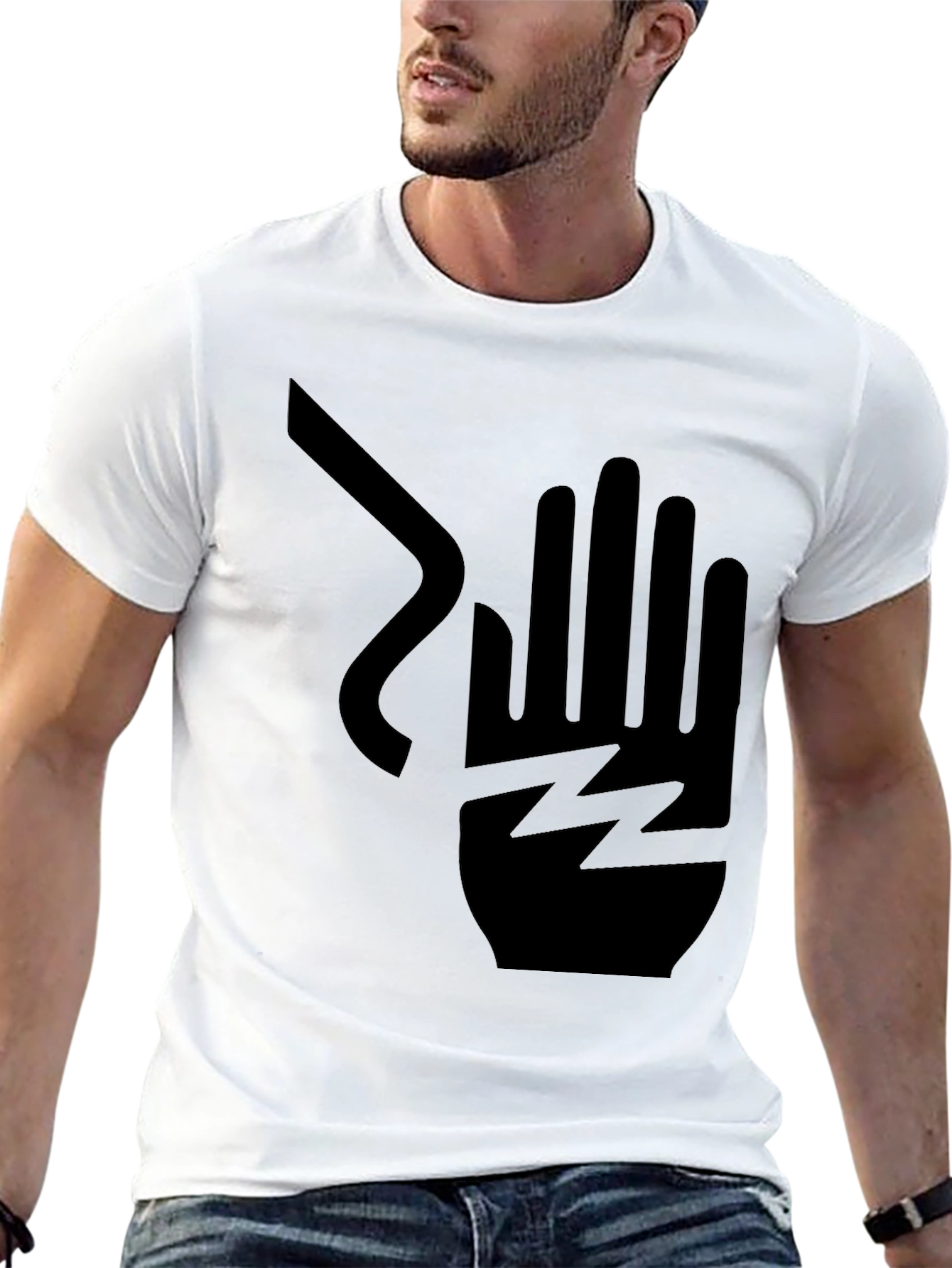 Electric Shock Hand Graphic Print T-Shirt