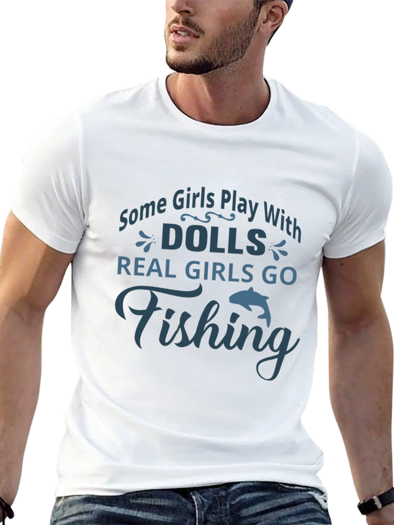 Fishing Girls Graphic Tee - Black Cotton T-Shirt