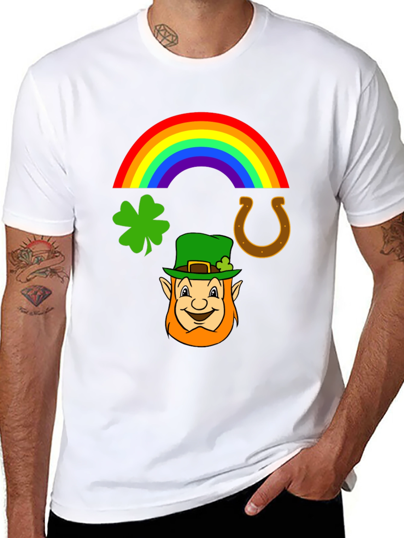 St. Patricks Day Leprechaun Rainbow Graphic Tee