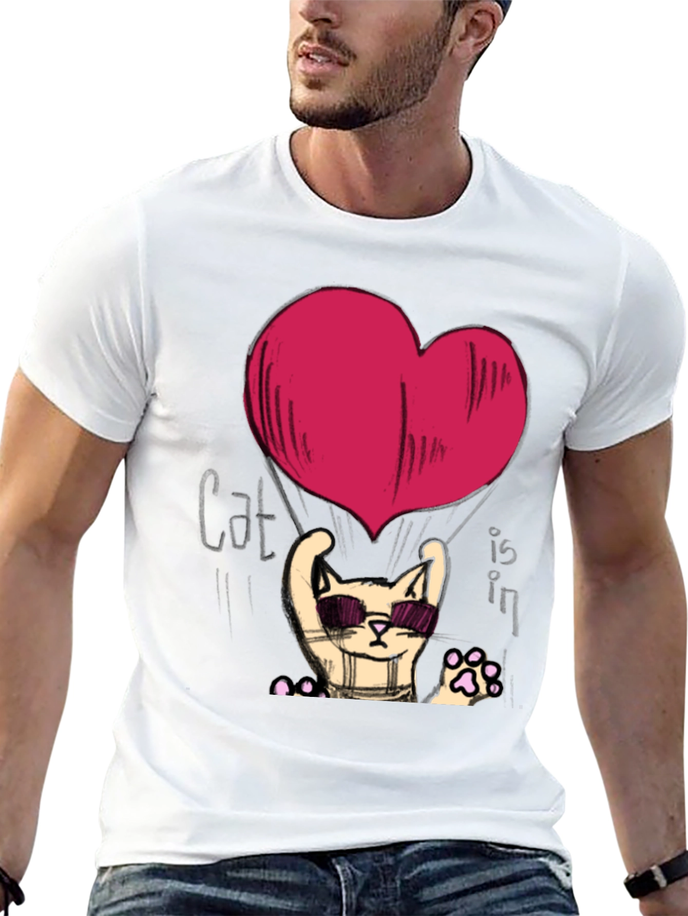 Cool Cat Heart Graphic T-Shirt
