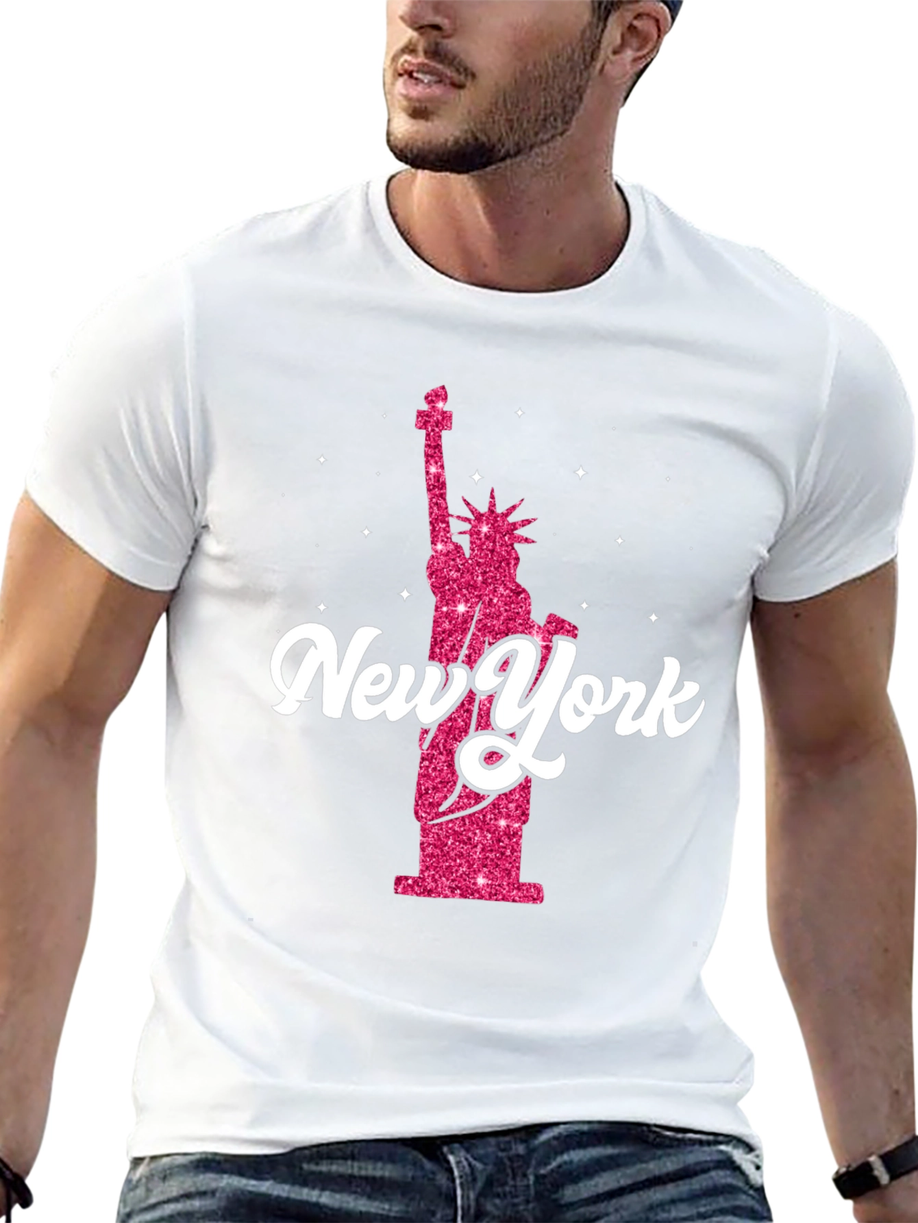 New York Statue of Liberty Glitter T-Shirt