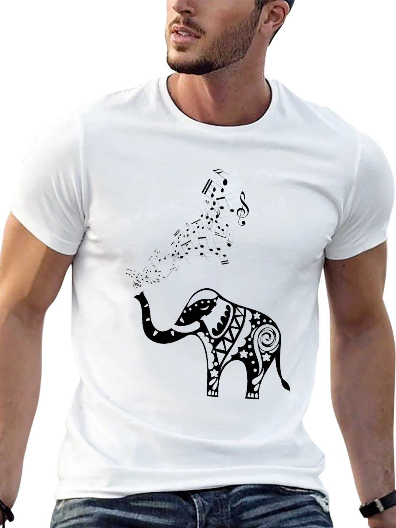 Elephant Music T-Shirt - Black Graphic Tee