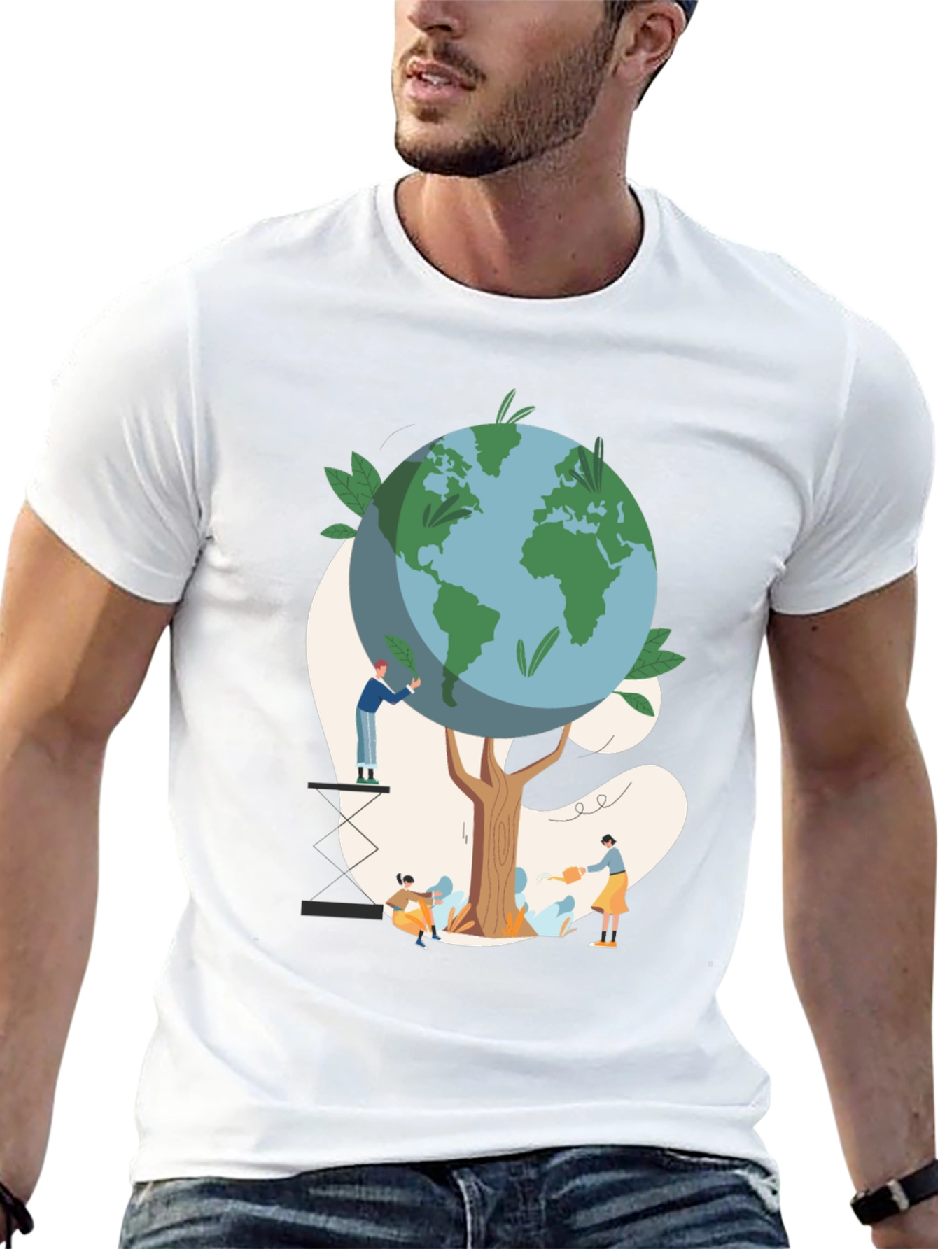 Eco-Friendly Earth Tree Graphic T-Shirt