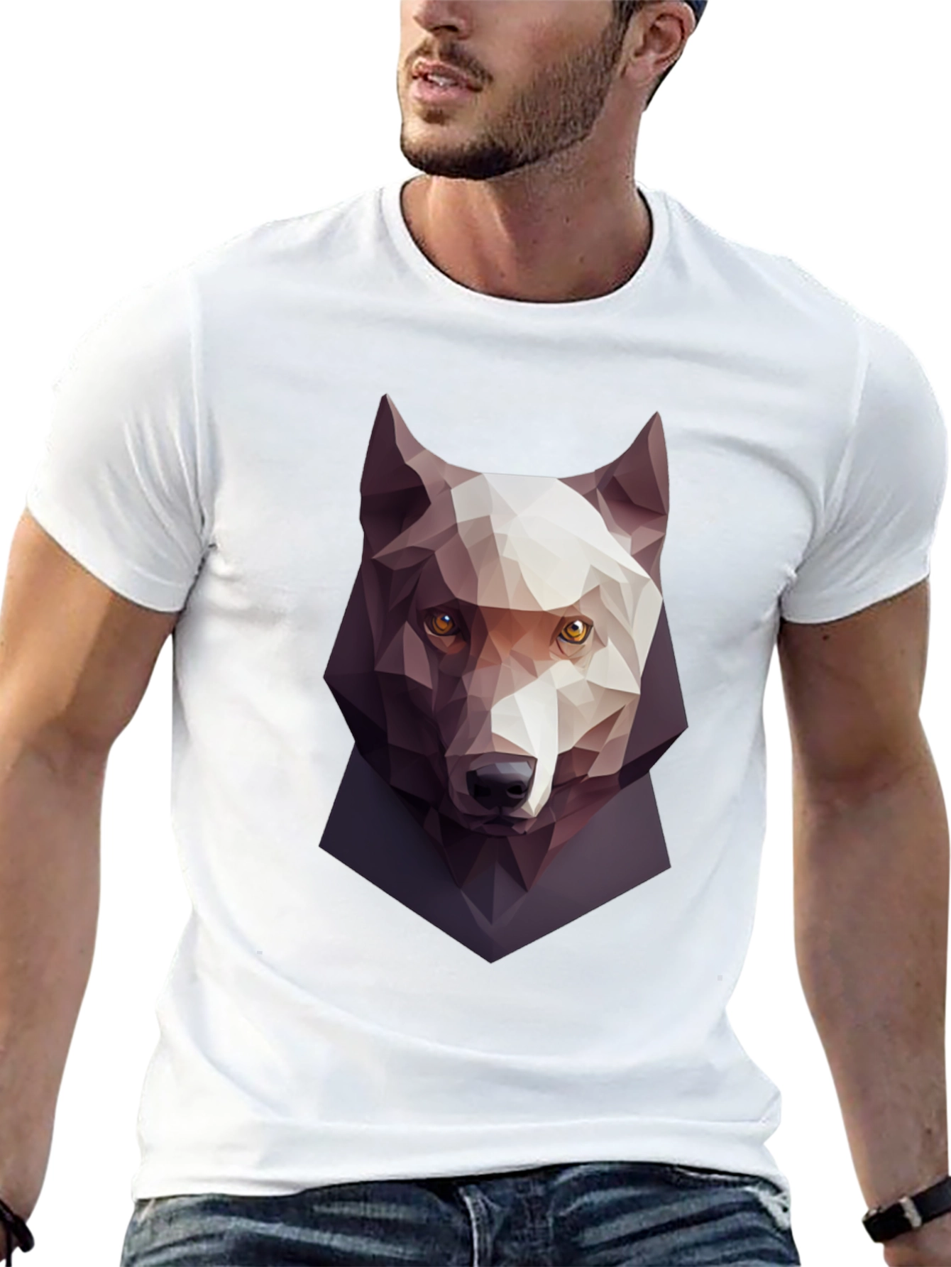 Geometric Wolf Graphic Tee - Mens Black T-Shirt