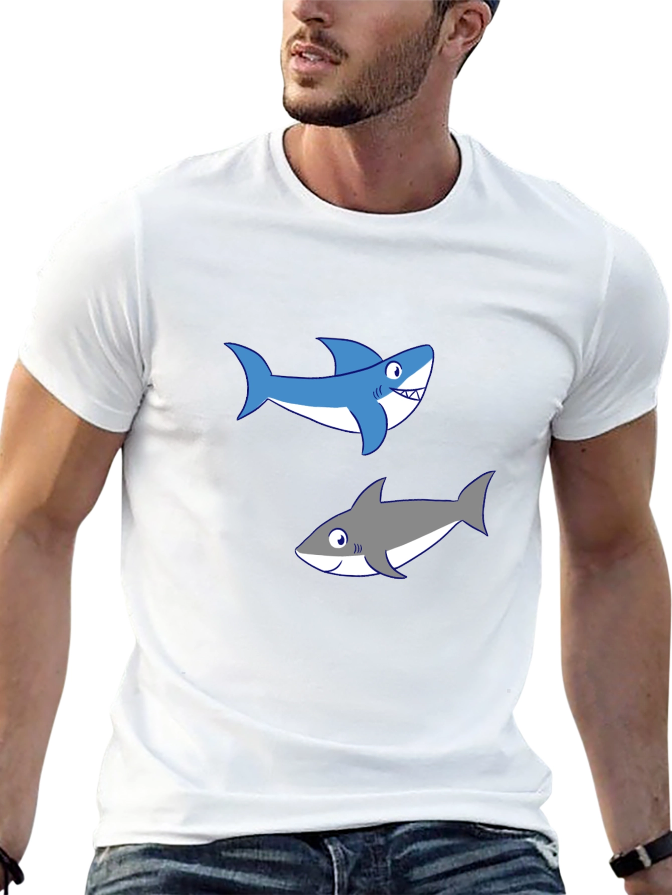 Shark Graphic Tee - Black Cotton T-Shirt