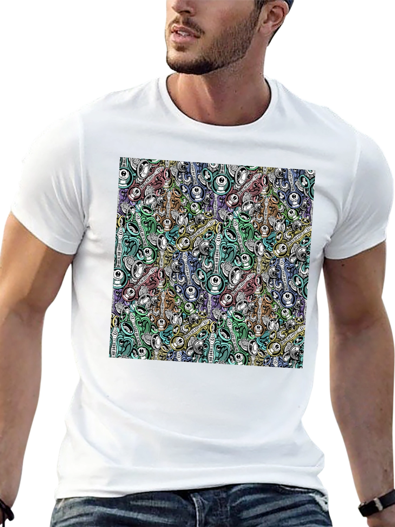 Abstract Art Print Black T-Shirt
