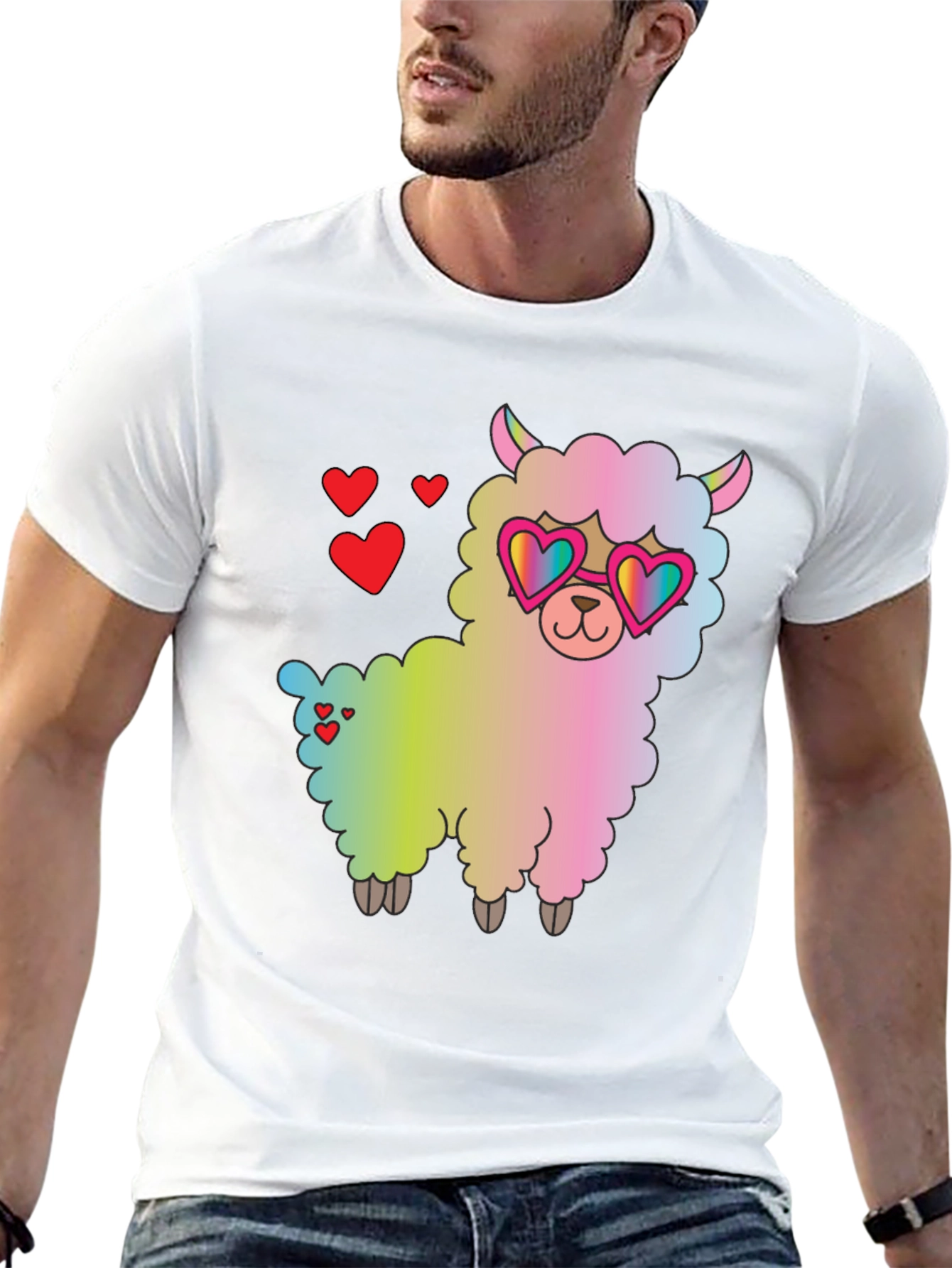 Llama Love T-Shirt - Cute Heart Sunglasses Graphic Tee