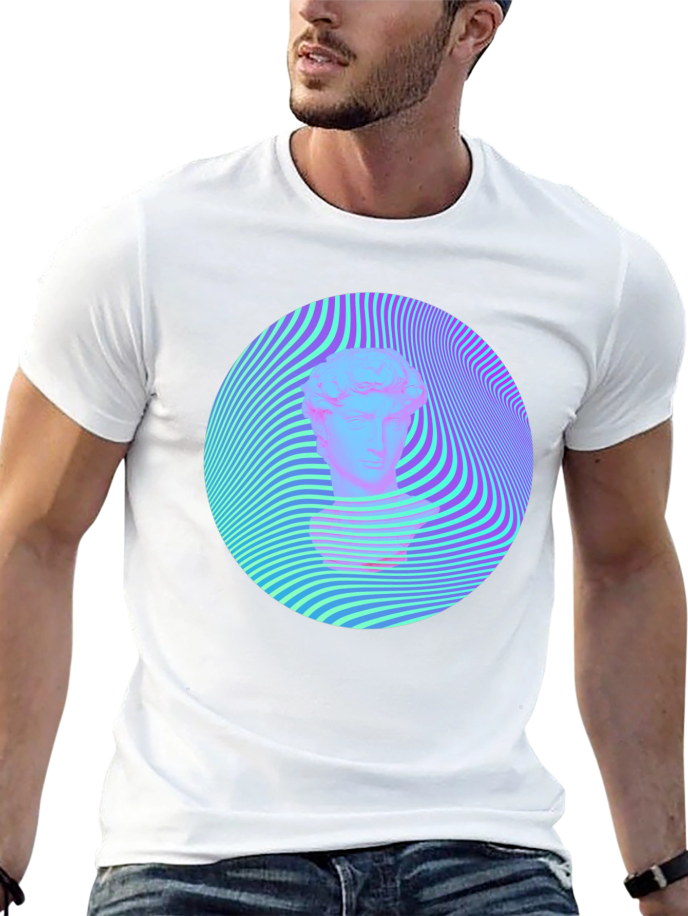 Vaporwave Statue Head Tee - Retro Aesthetic Shirt