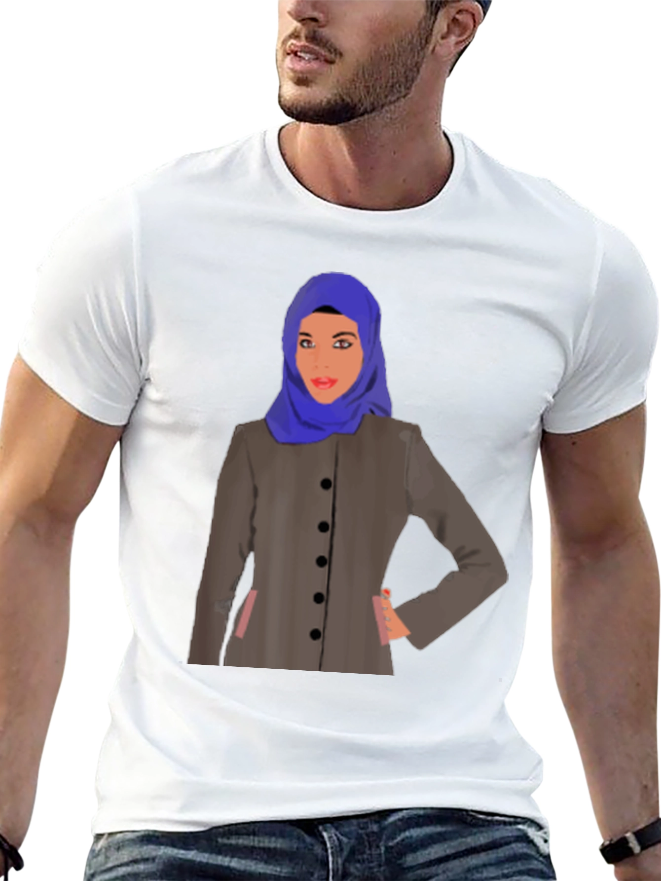 Stylish Woman in Hijab Graphic Tee