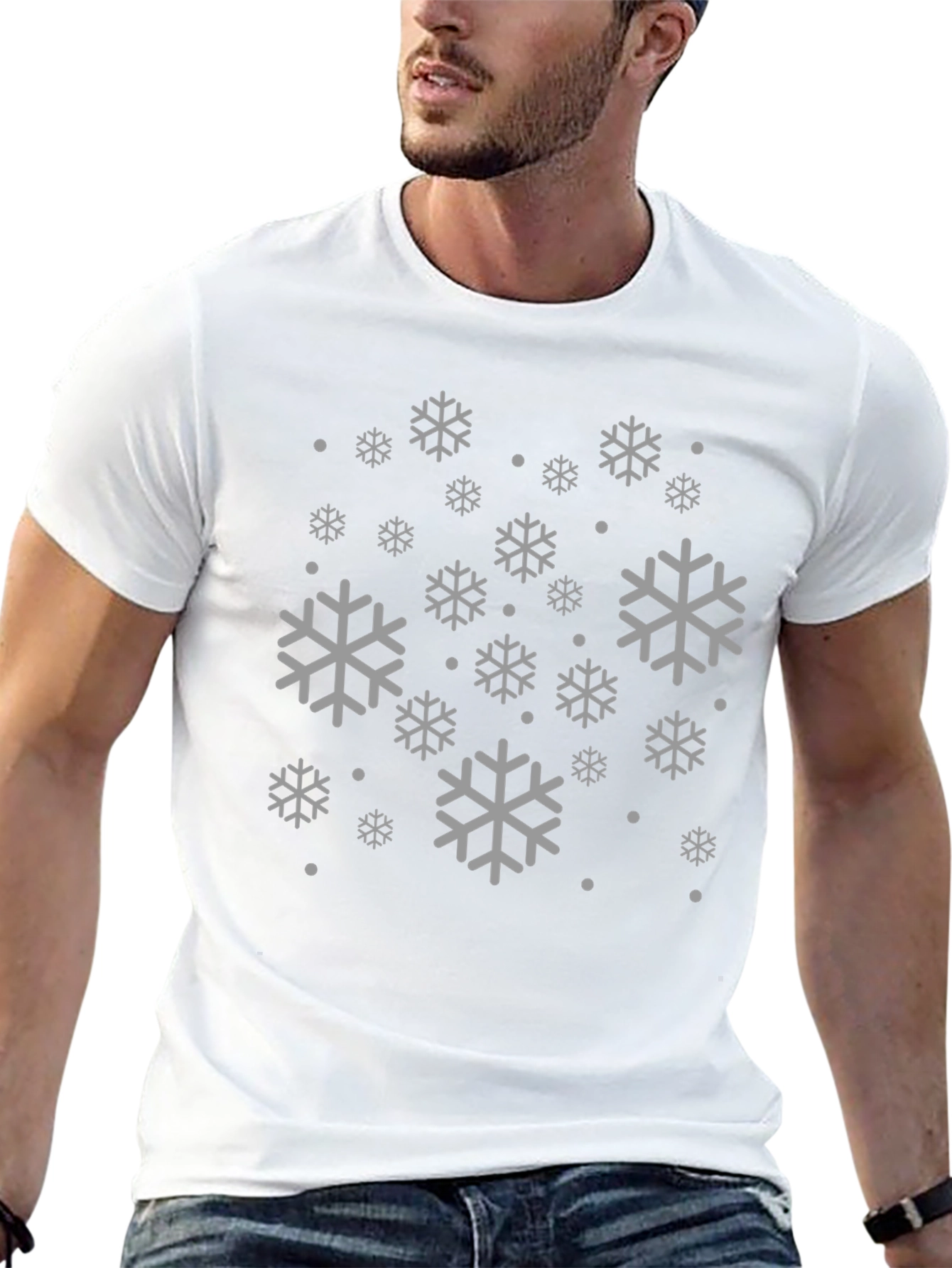 Snowflake Pattern Black T-Shirt