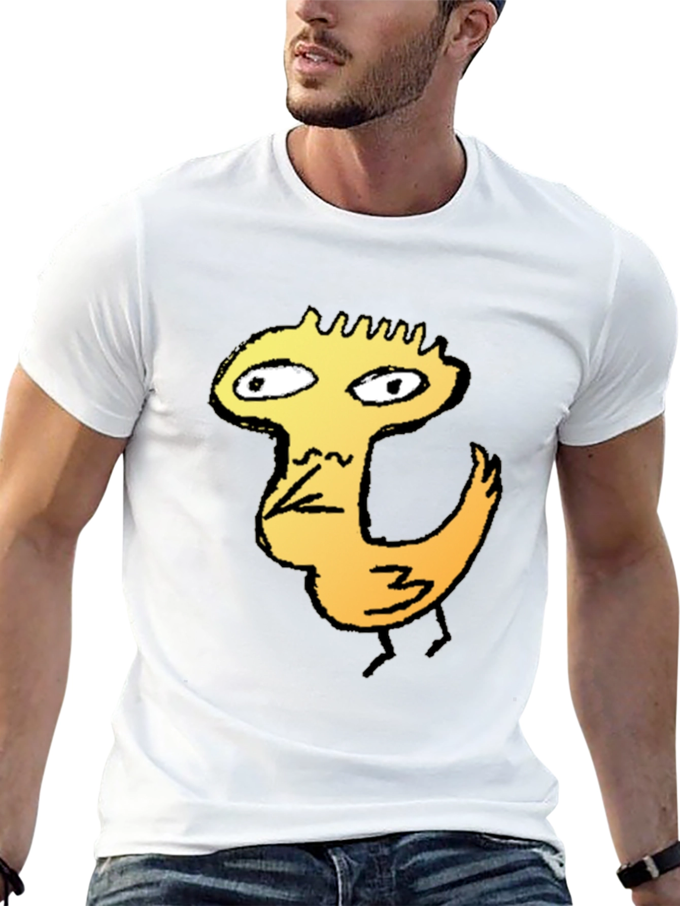 Cool Graphic Tee - Chicken Cartoon Black T-Shirt