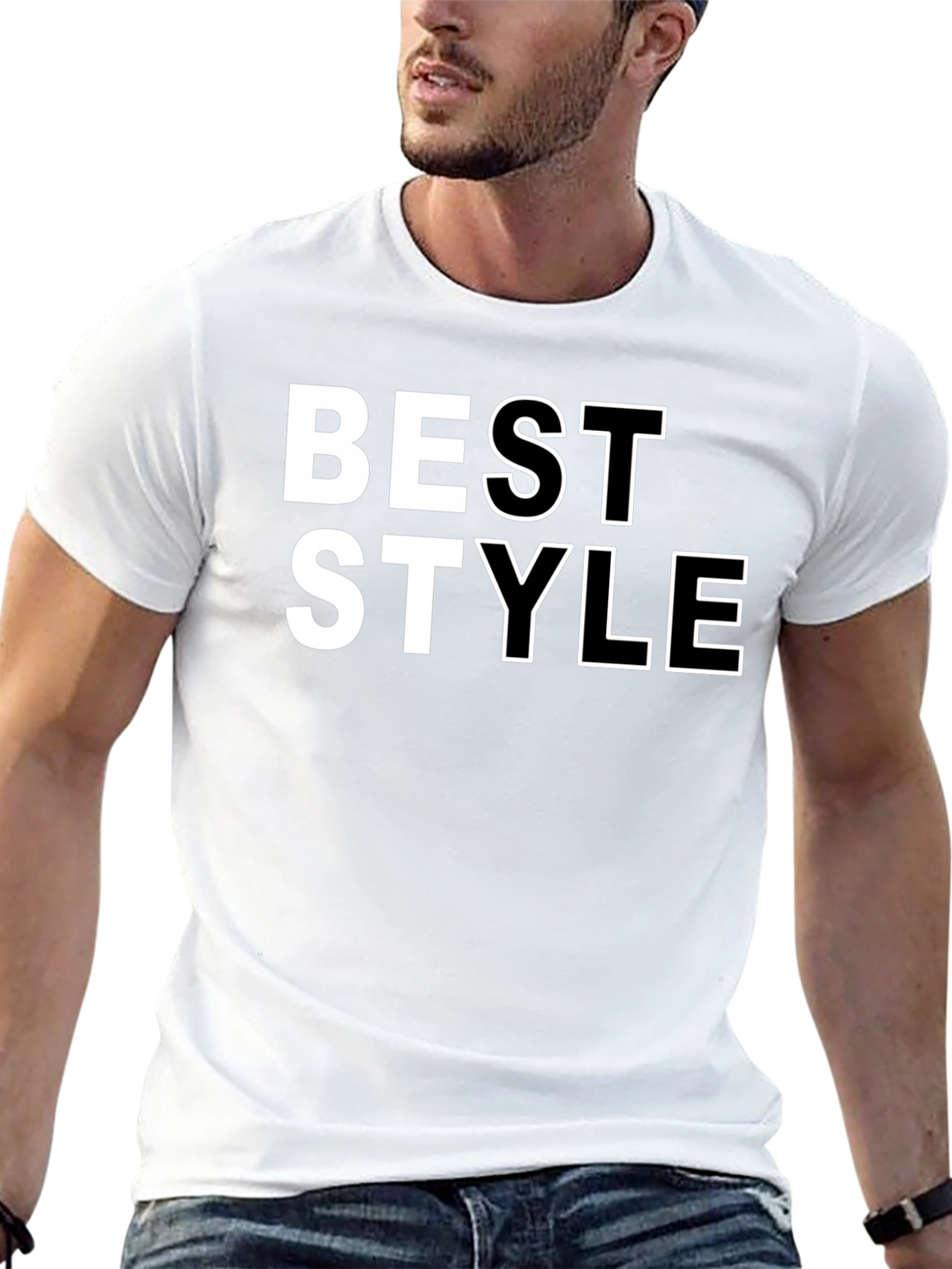 Best Style Graphic T-Shirt - Black Crew Neck