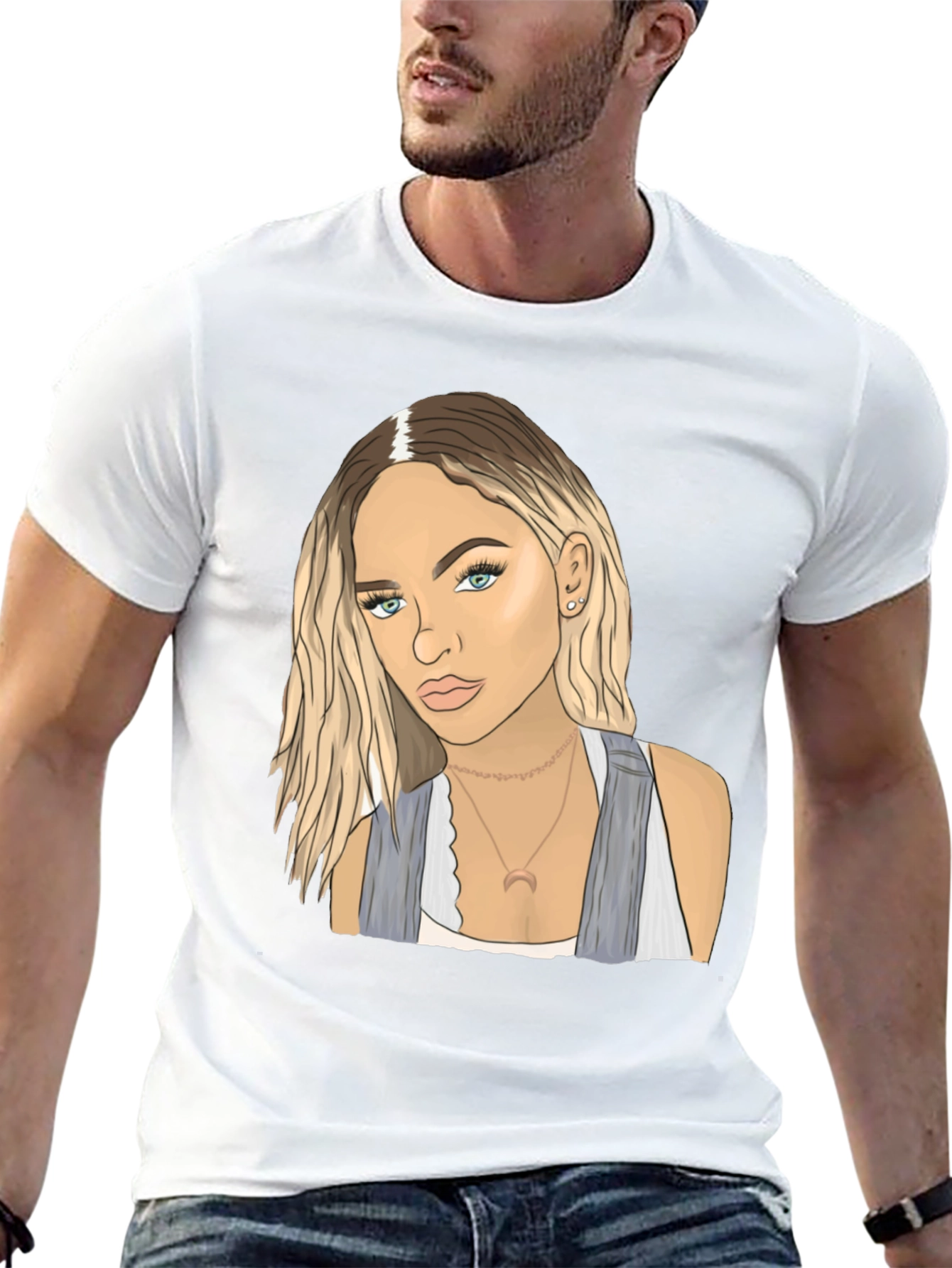 Black Tee with Blonde Woman Graphic