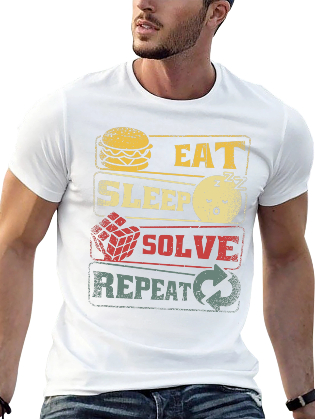 Eat Sleep Solve Repeat Black Graphic Tee