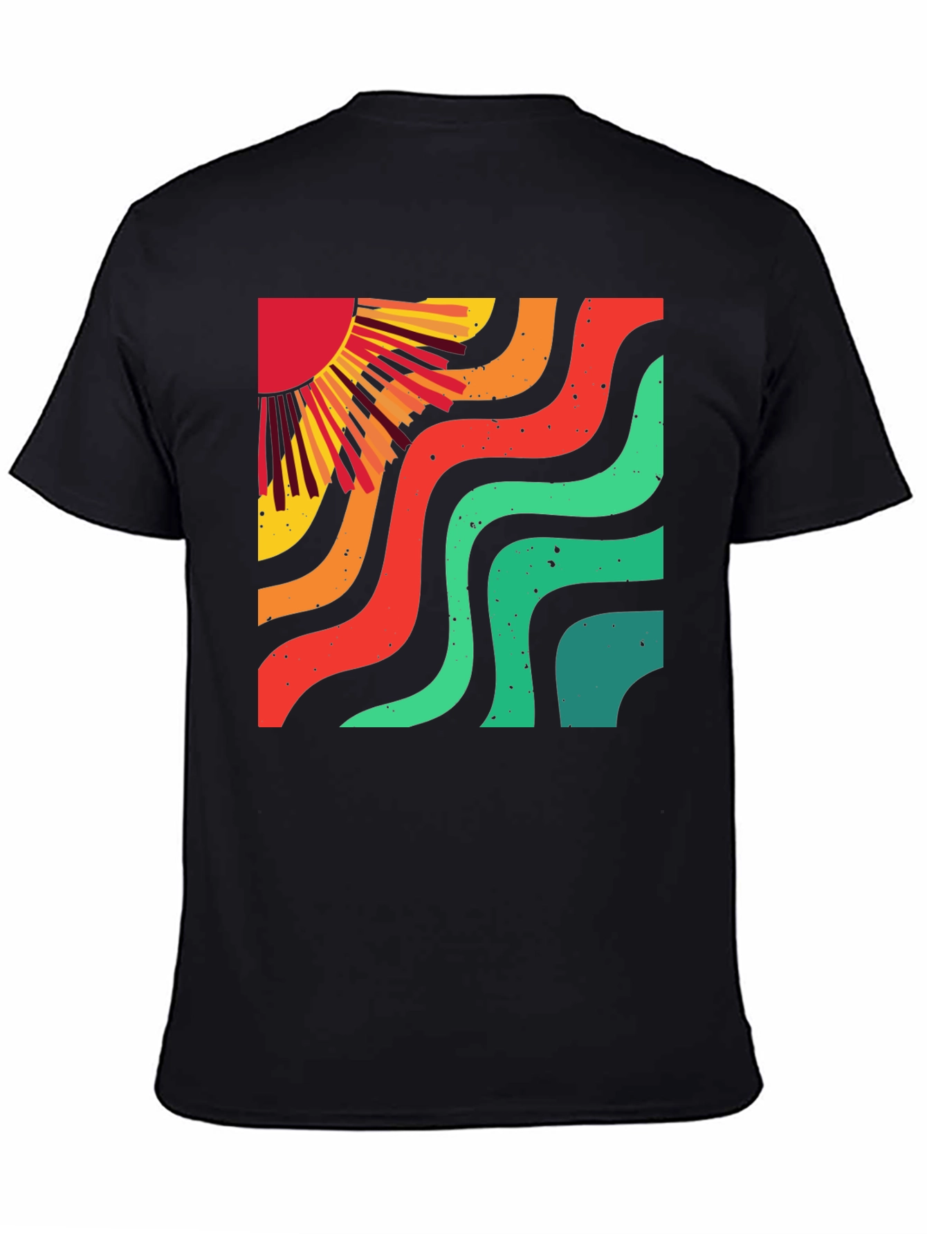 Retro Sun Wave Black T-Shirt