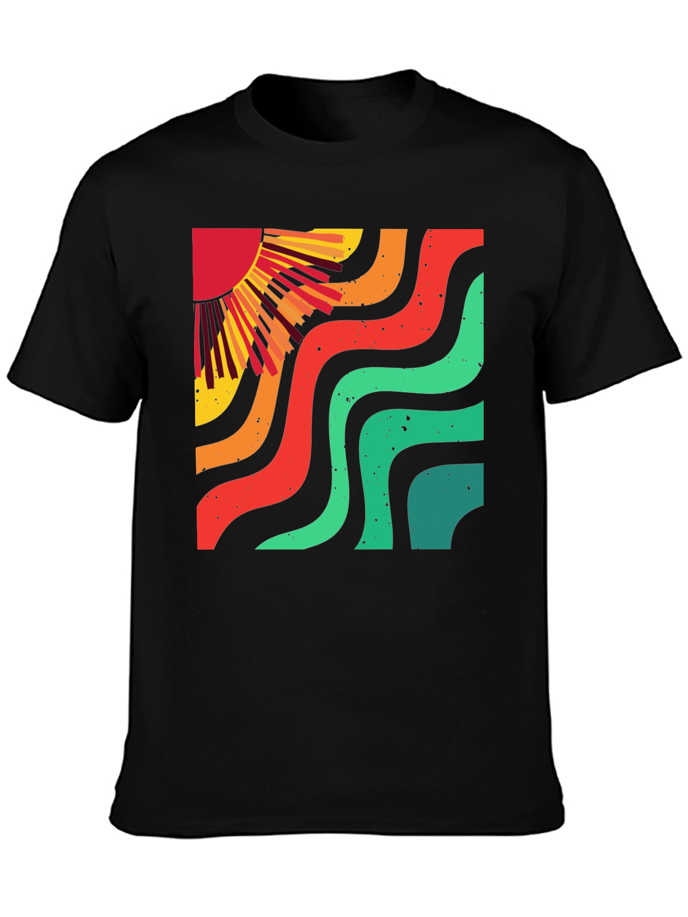 Retro Sun Wave Black T-Shirt