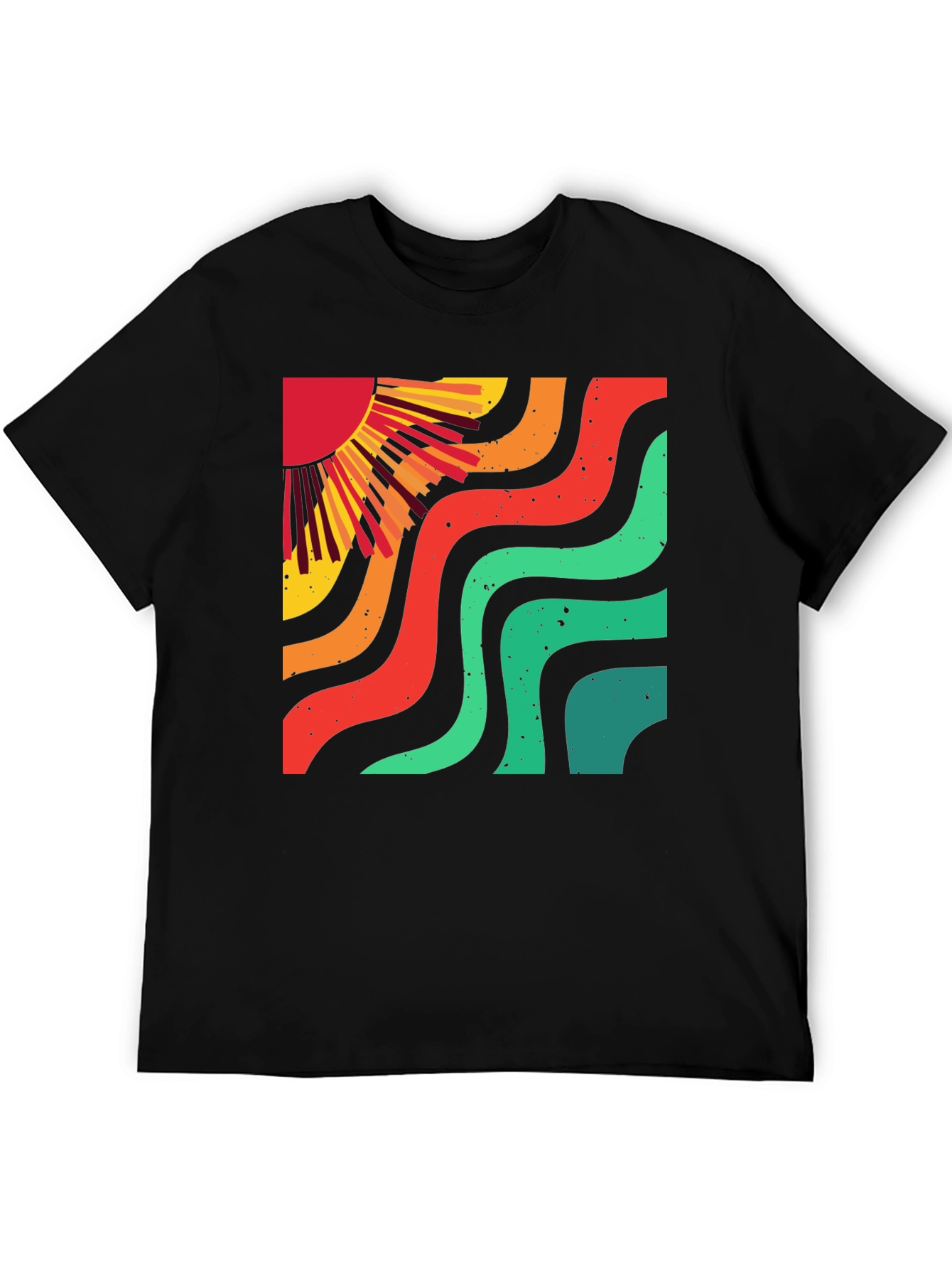 Retro Sun Wave Black T-Shirt