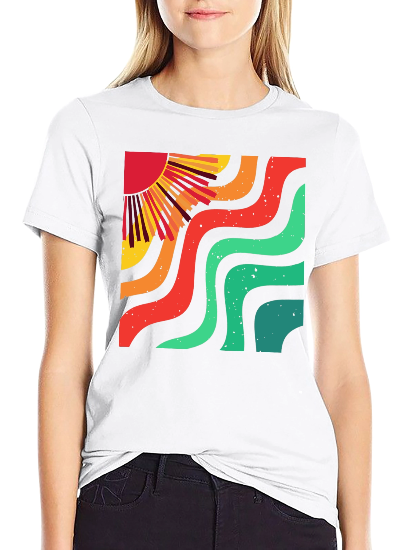 Retro Sun Wave Black T-Shirt