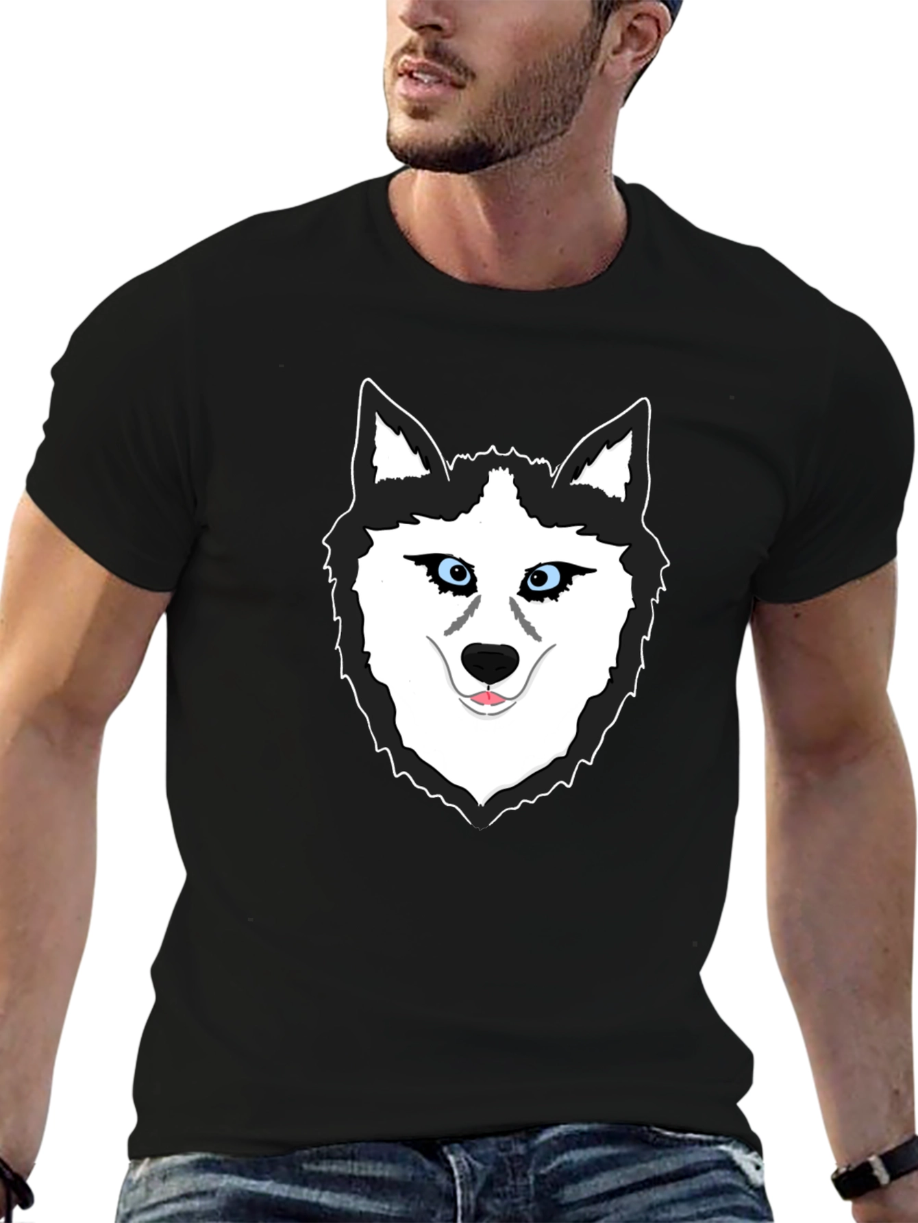 Cool Husky Graphic T-Shirt - Black