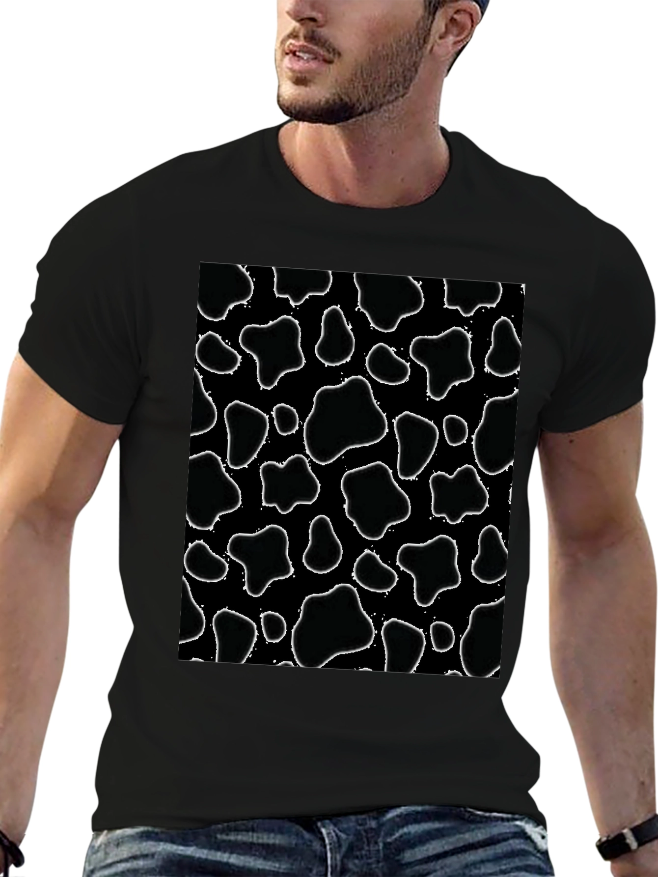 Cow Print Black T-Shirt