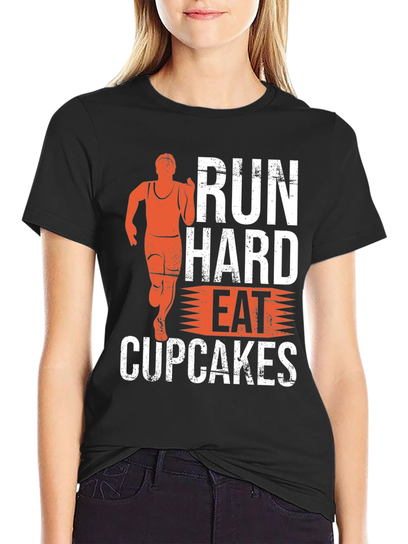 Run Hard Eat Cupcakes Black T-Shirt