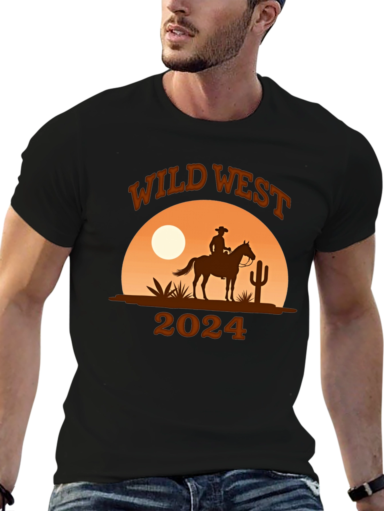 Wild West Cowboy Graphic T-Shirt - Western Style Tee