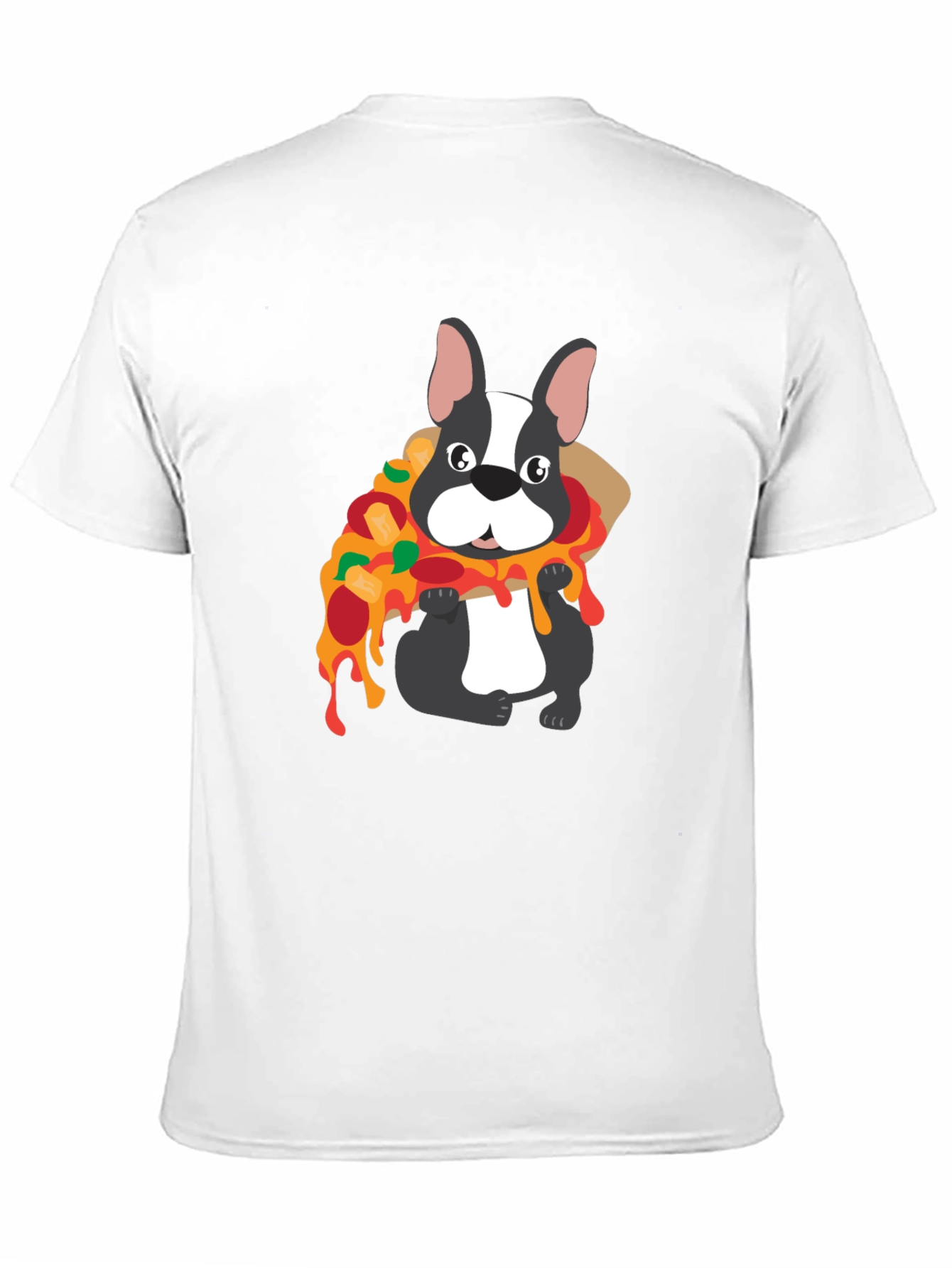 Dog with Pizza Graphic T-Shirt
