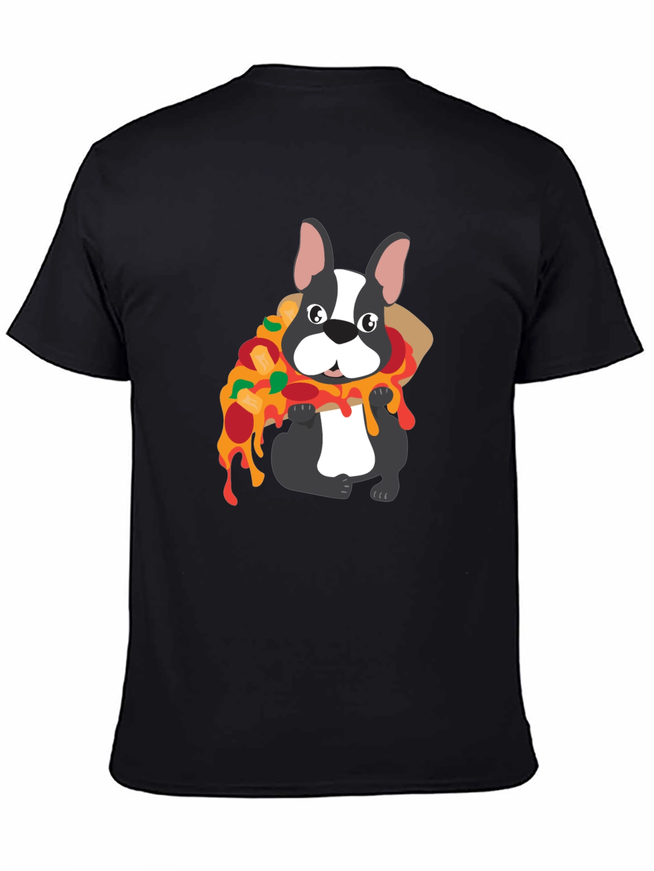 Dog with Pizza Graphic T-Shirt