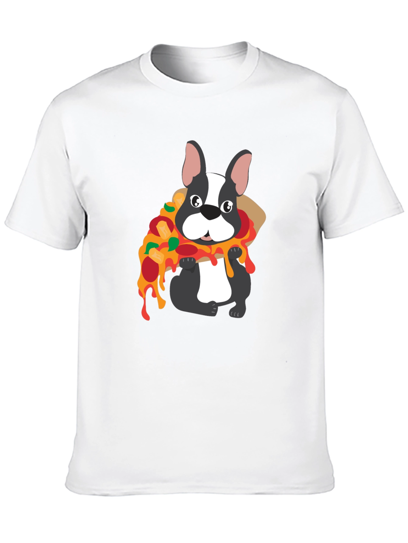 Dog with Pizza Graphic T-Shirt