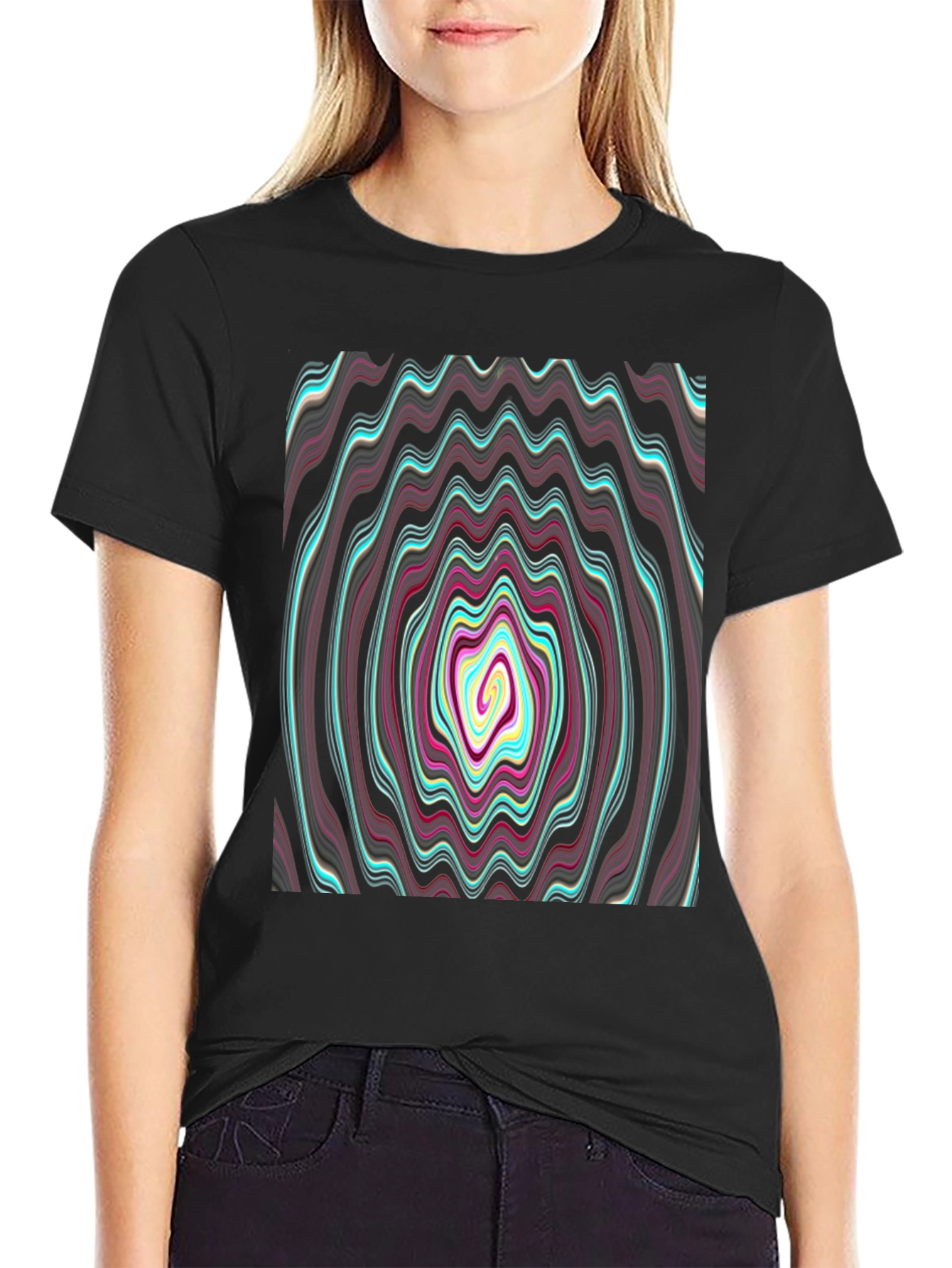 Abstract Swirl Graphic Tee - Mens Black T-Shirt