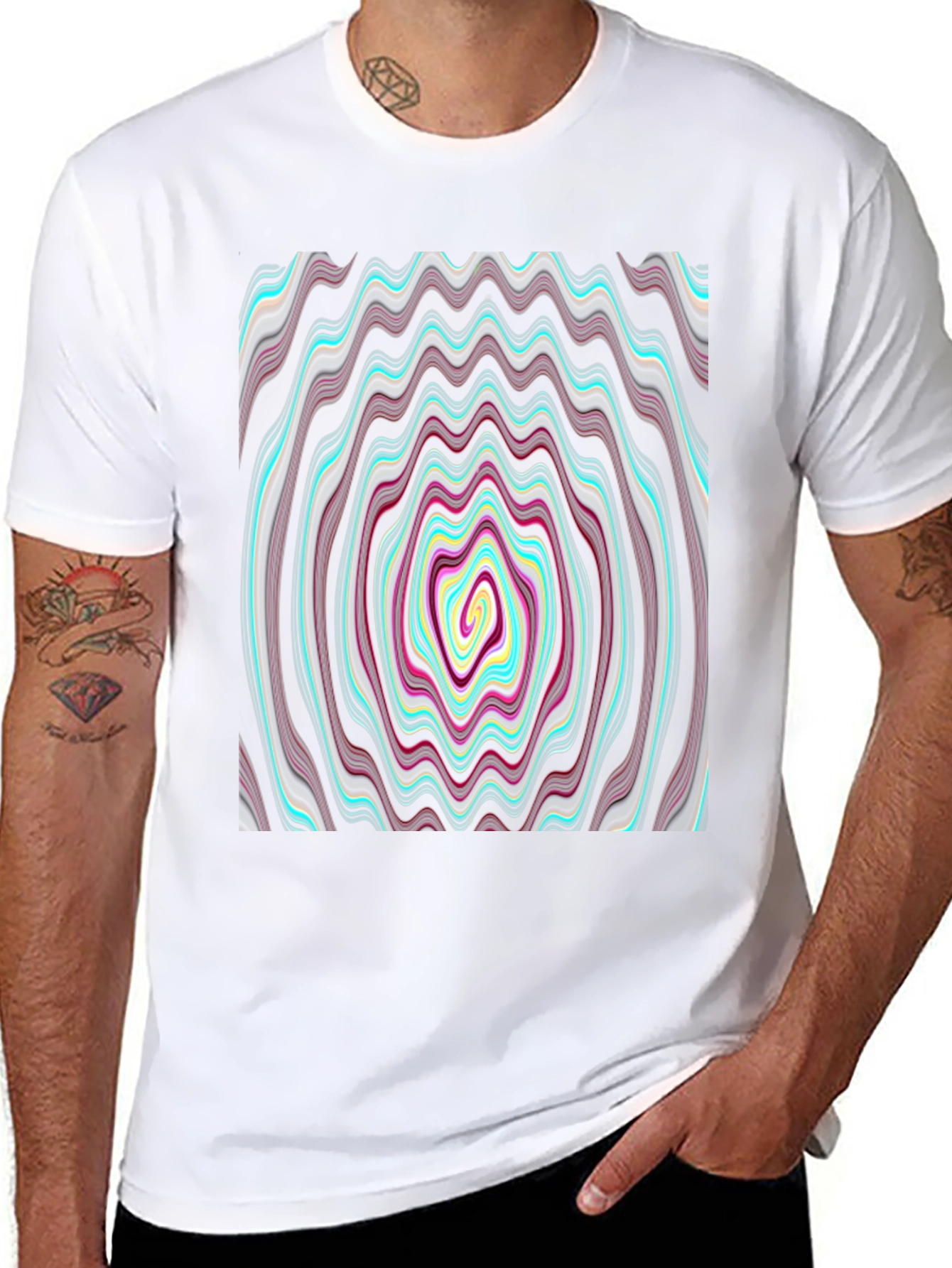 Abstract Swirl Graphic Tee - Mens Black T-Shirt