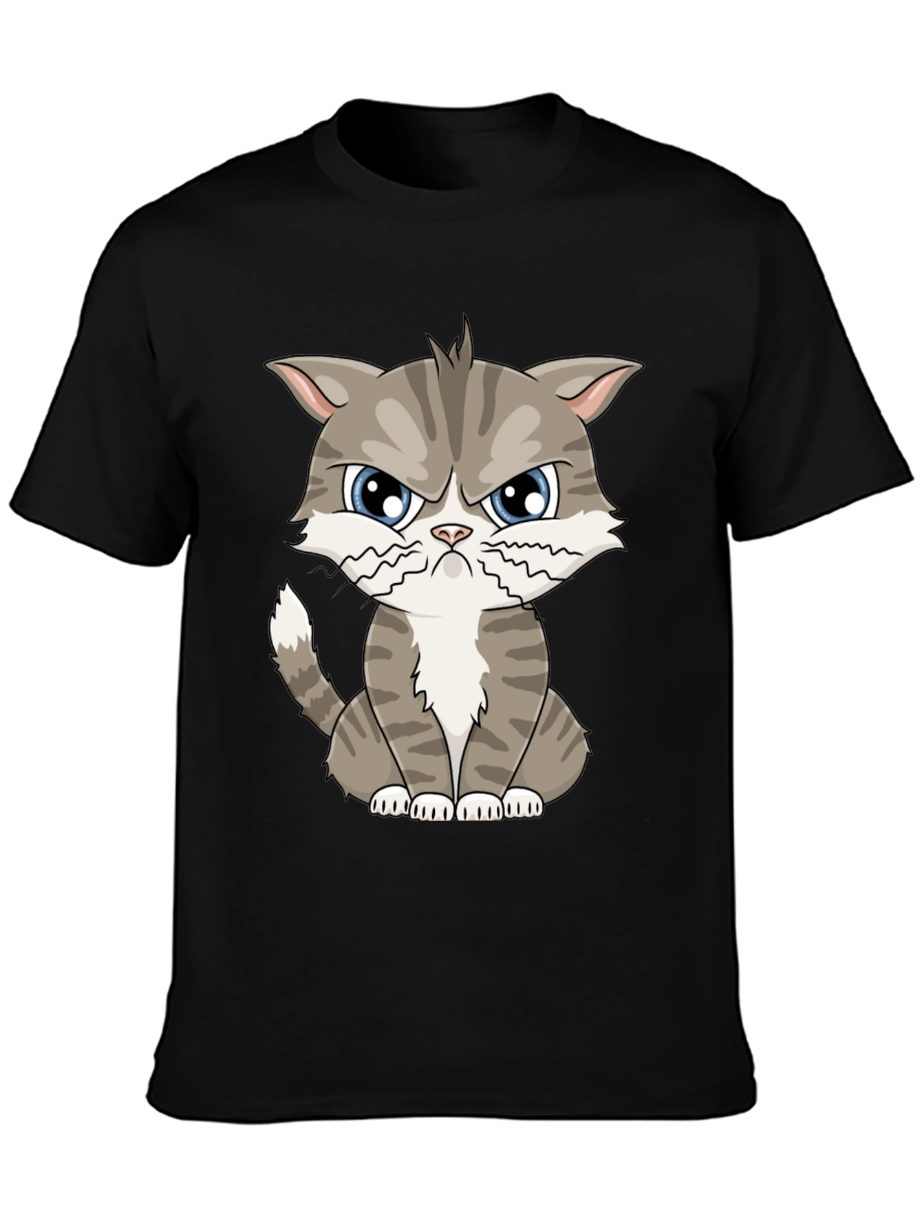 Grumpy Cat Cartoon T-Shirt - Black
