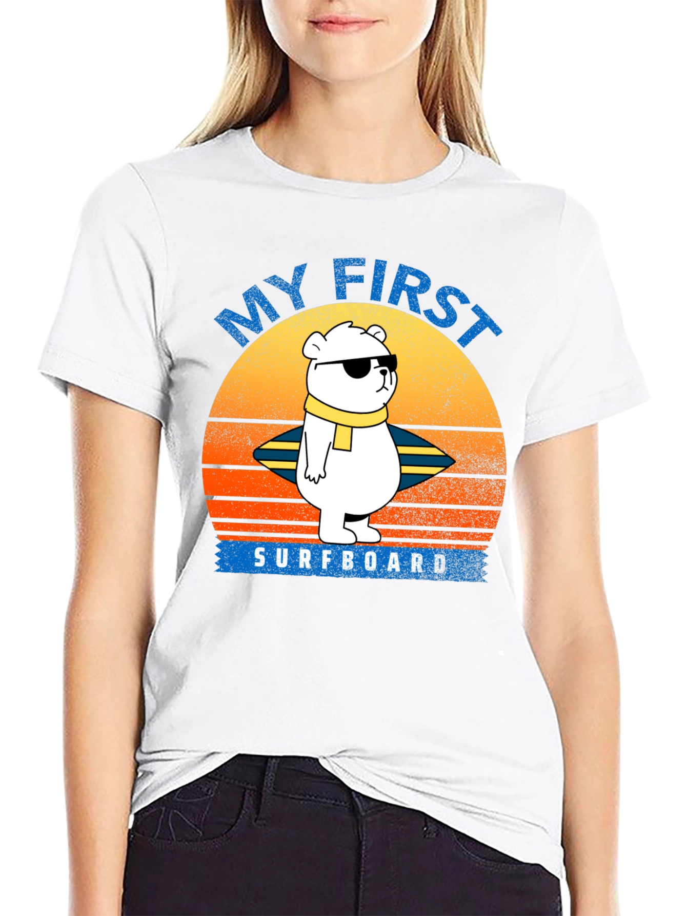 My First Surfboard Bear Graphic T-Shirt