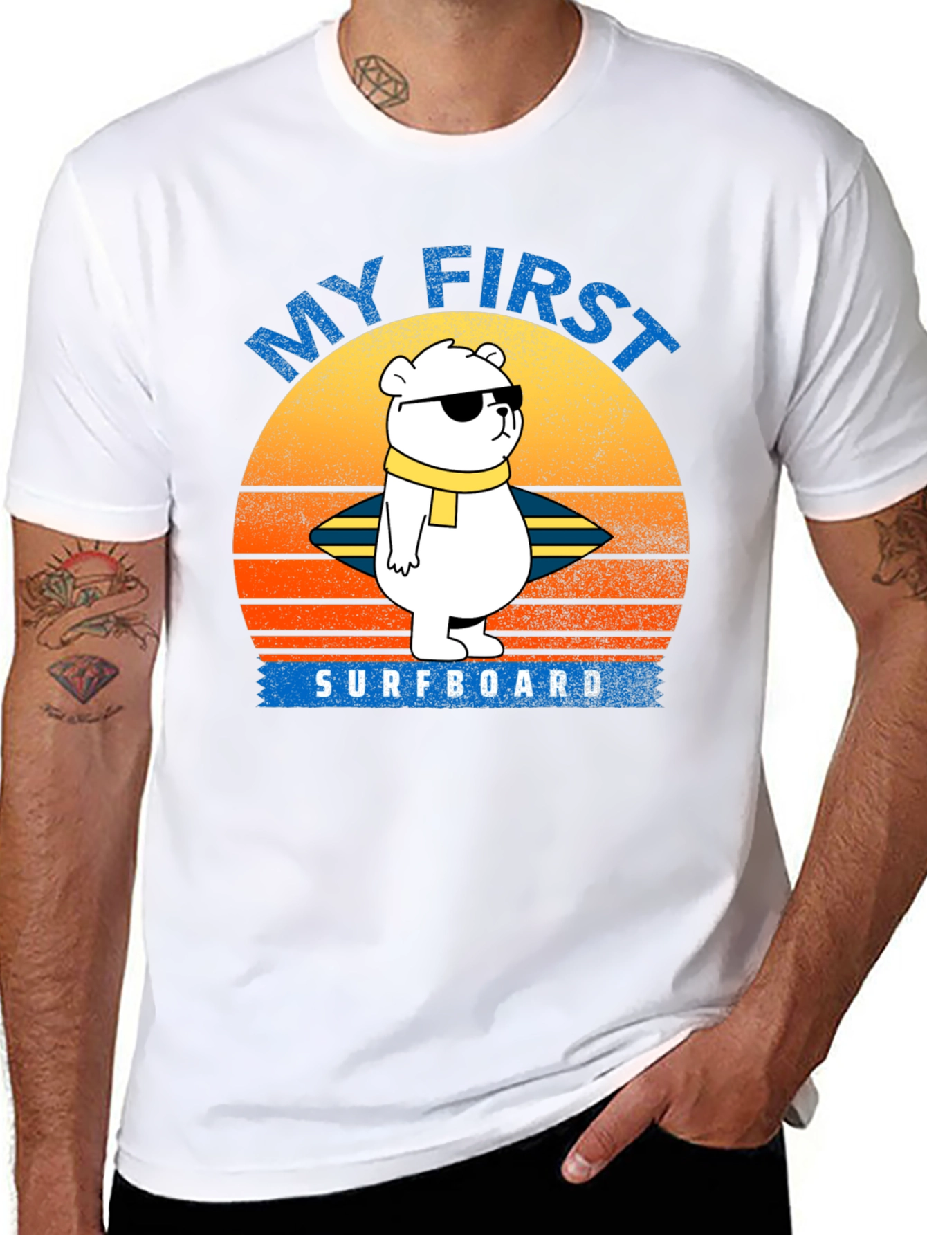 My First Surfboard Bear Graphic T-Shirt