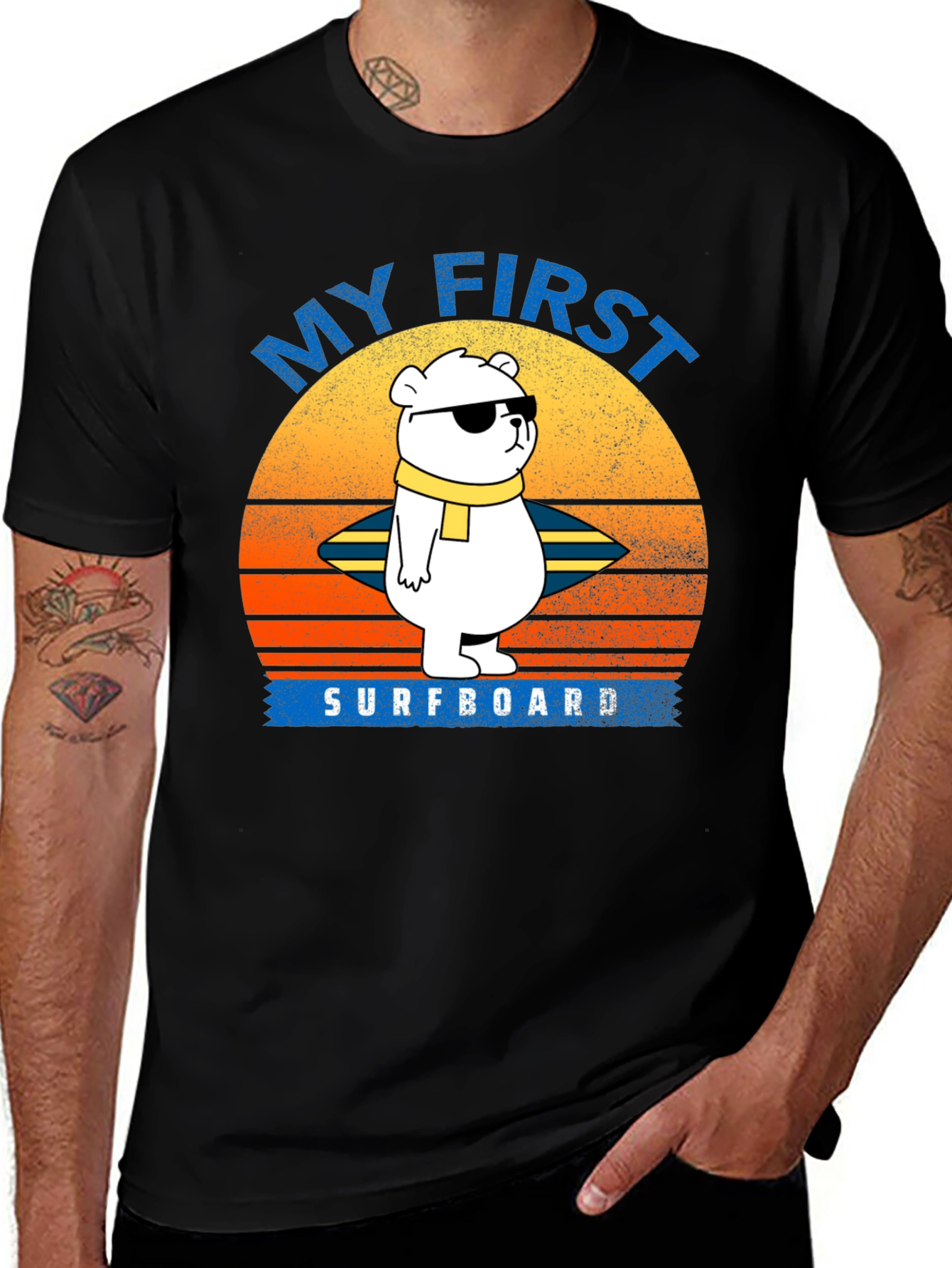 My First Surfboard Bear Graphic T-Shirt