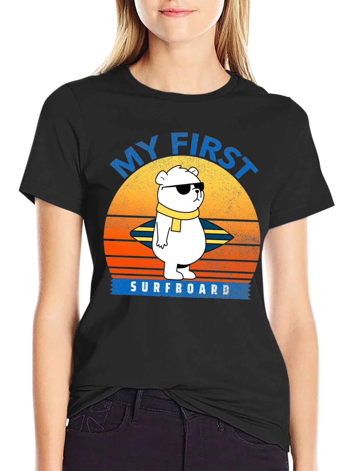 My First Surfboard Bear Graphic T-Shirt