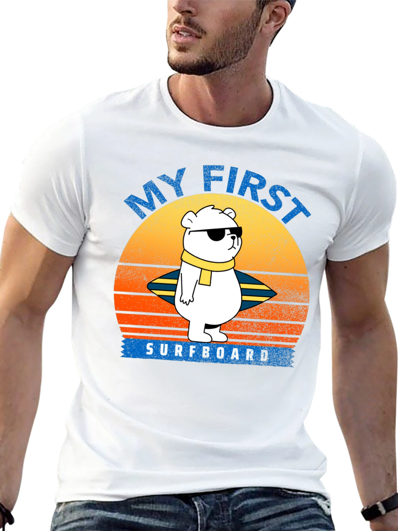My First Surfboard Bear Graphic T-Shirt