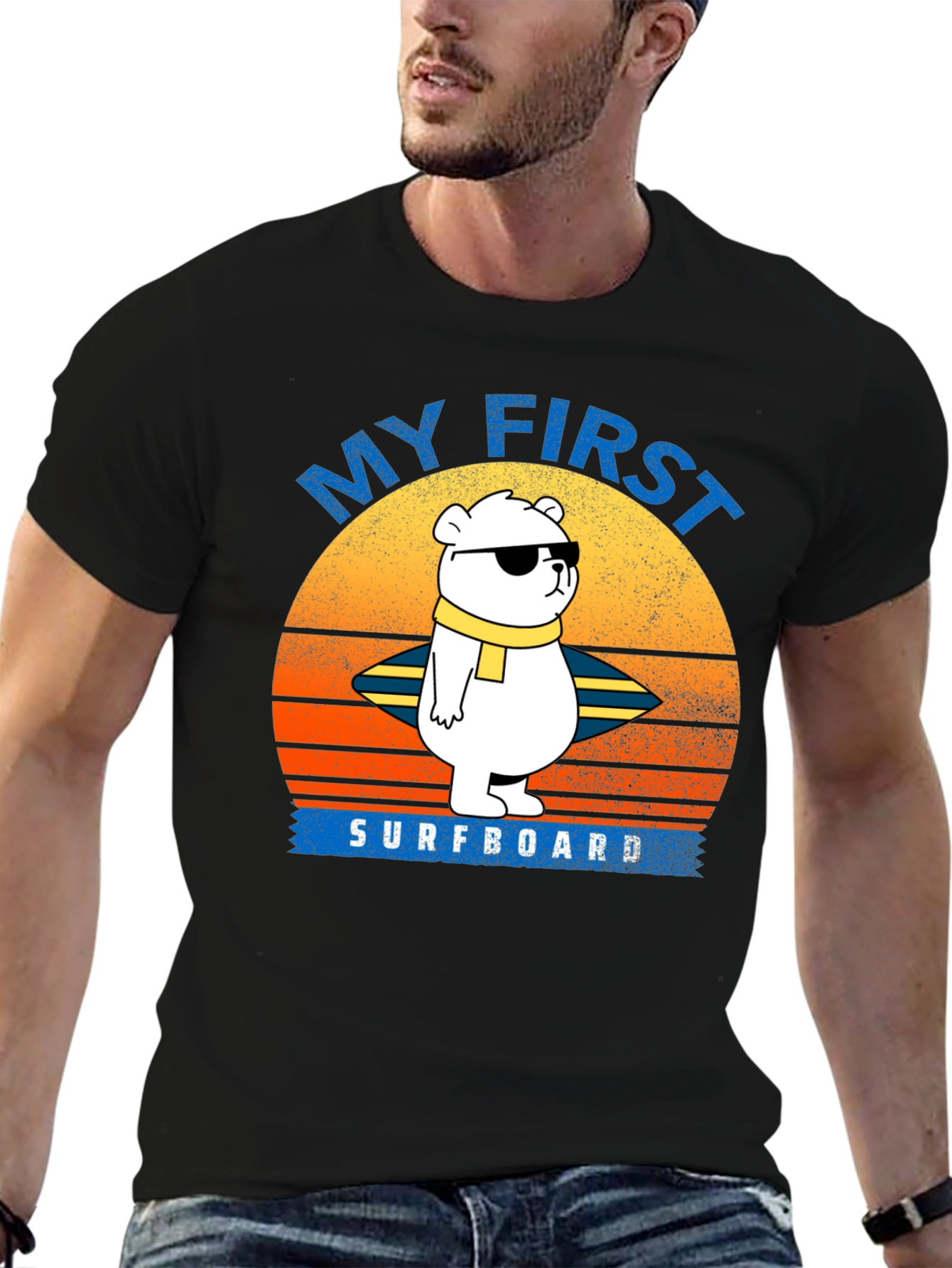 My First Surfboard Bear Graphic T-Shirt