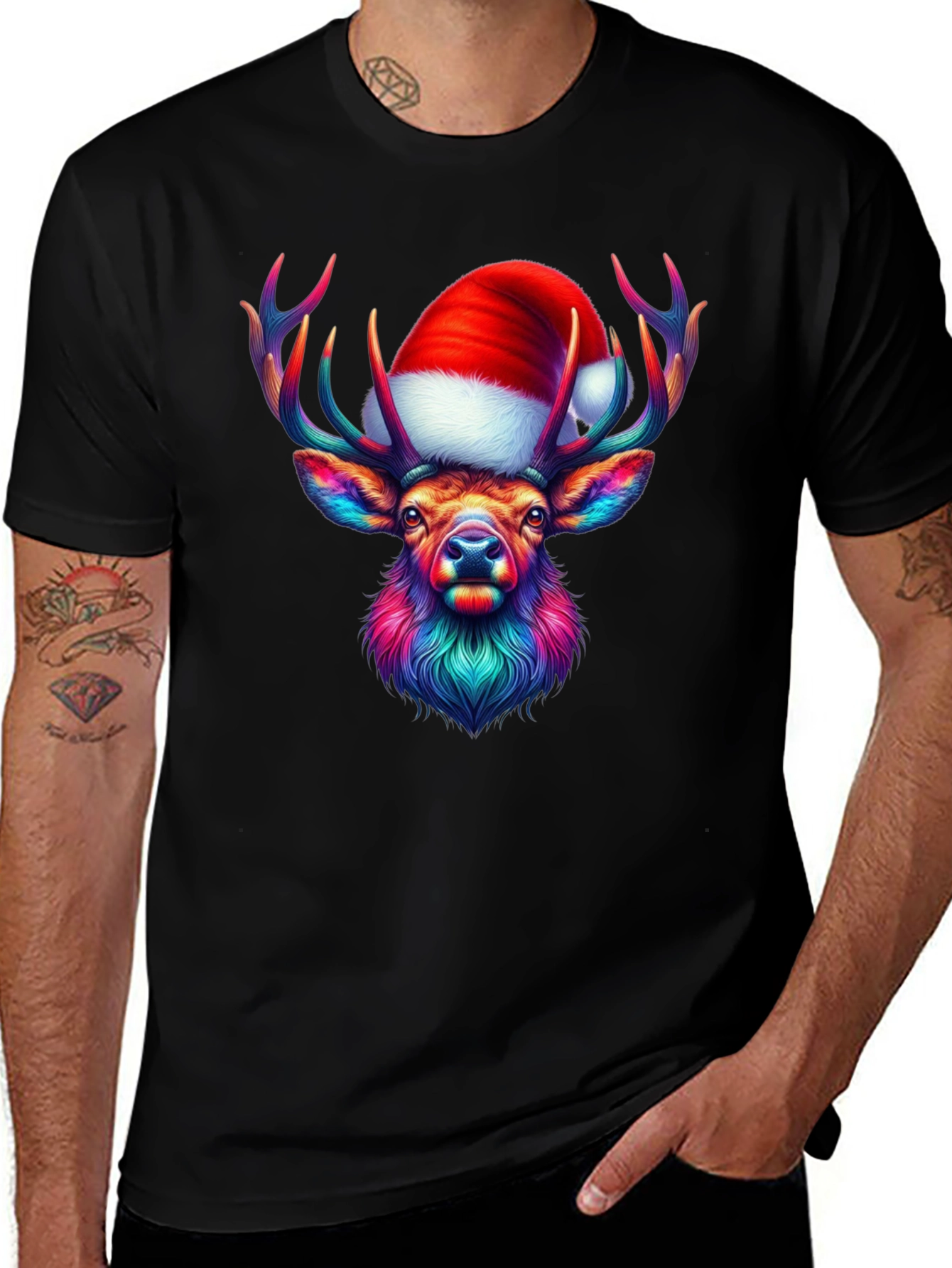 Festive Reindeer Graphic Tee - Holiday Style