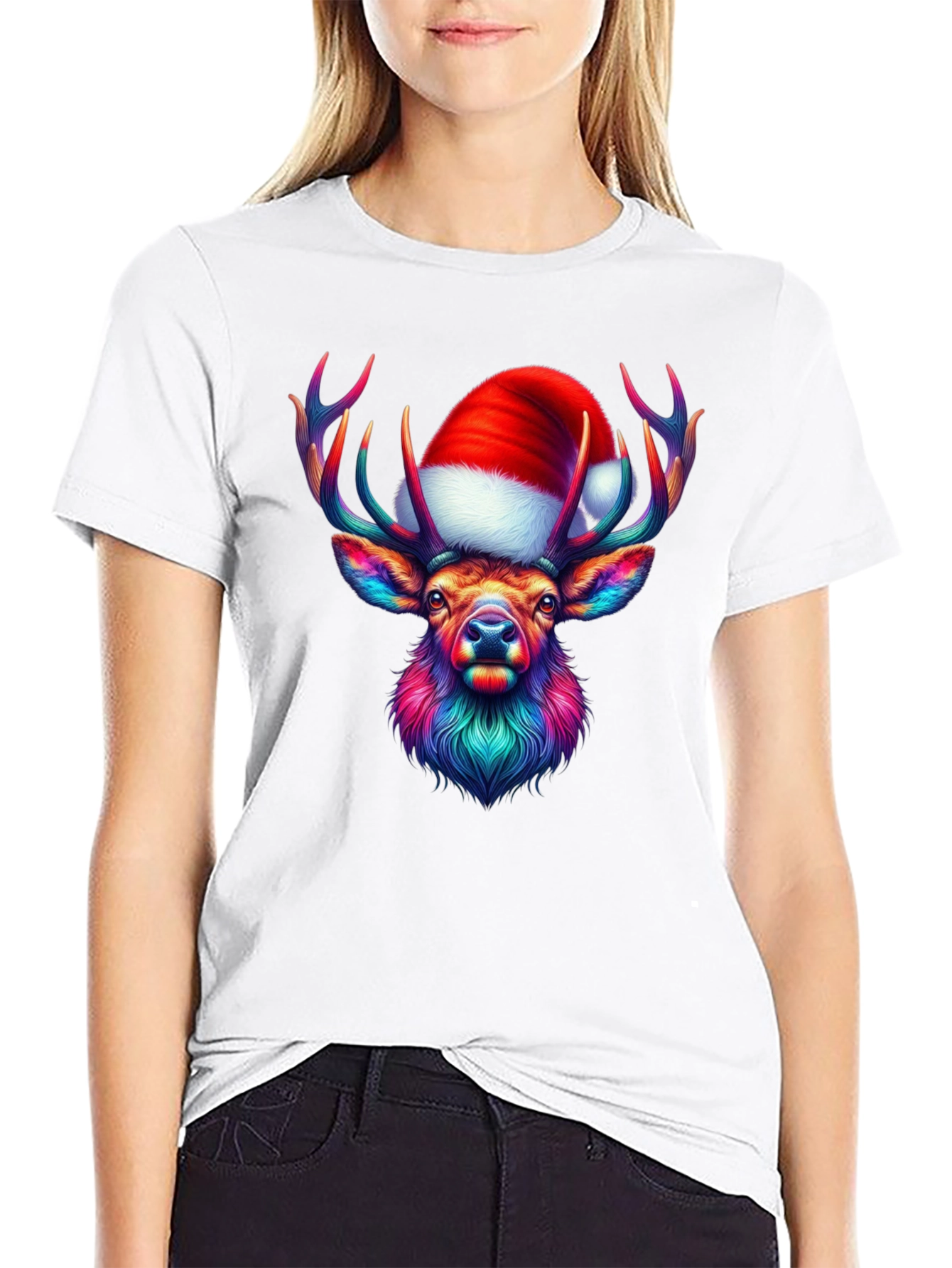 Festive Reindeer Graphic Tee - Holiday Style
