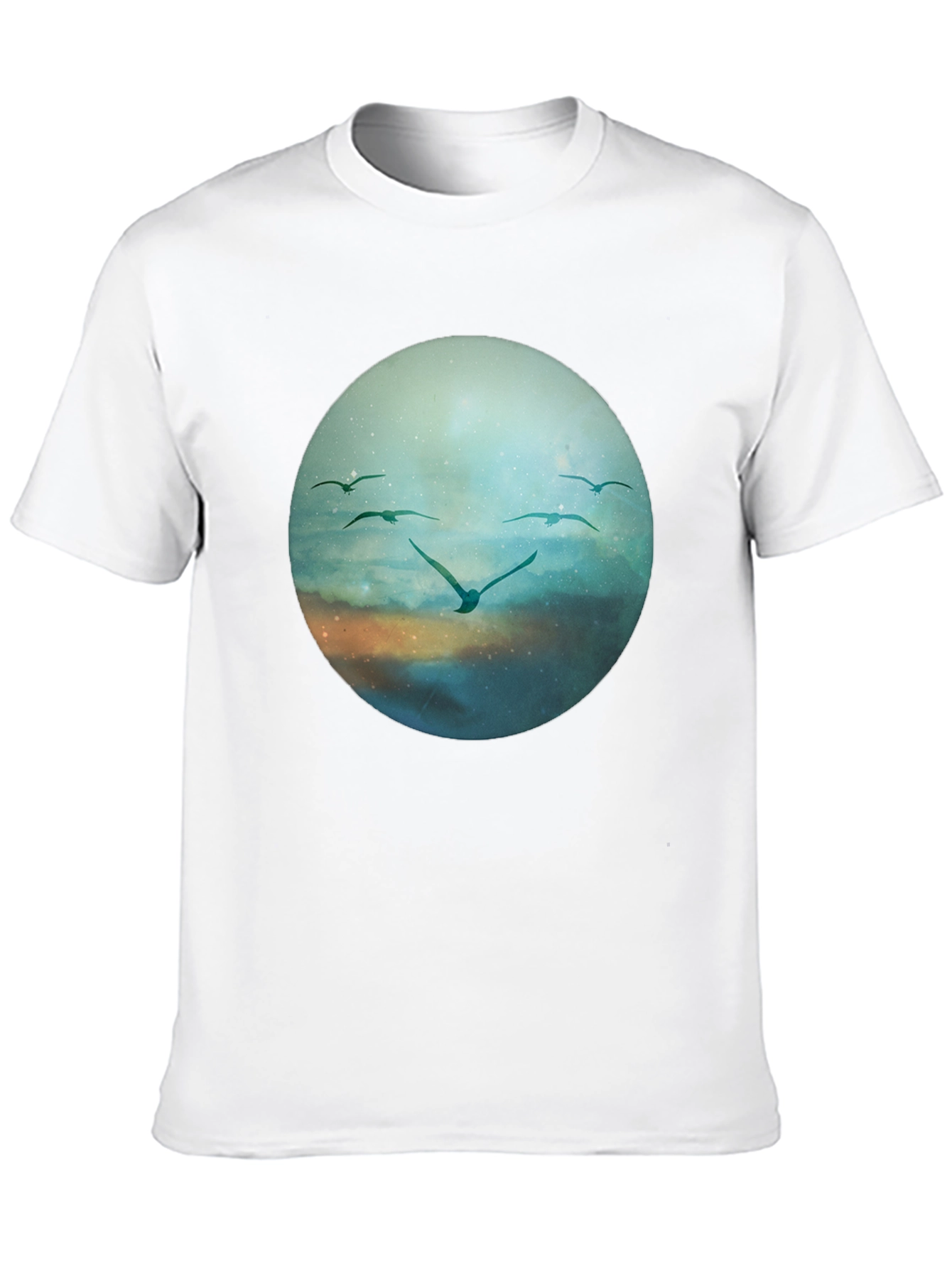 Bird Flight Graphic Tee - Black Cotton T-Shirt