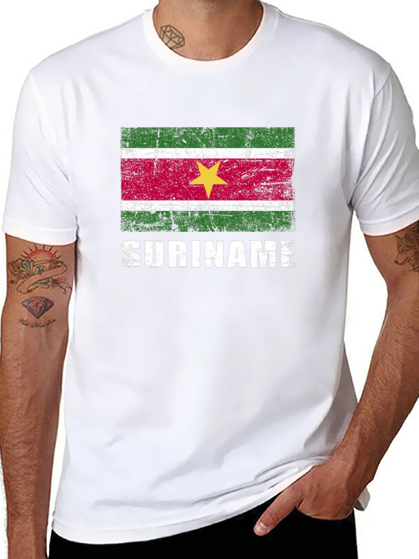 Suriname Flag T-Shirt - Distressed Design