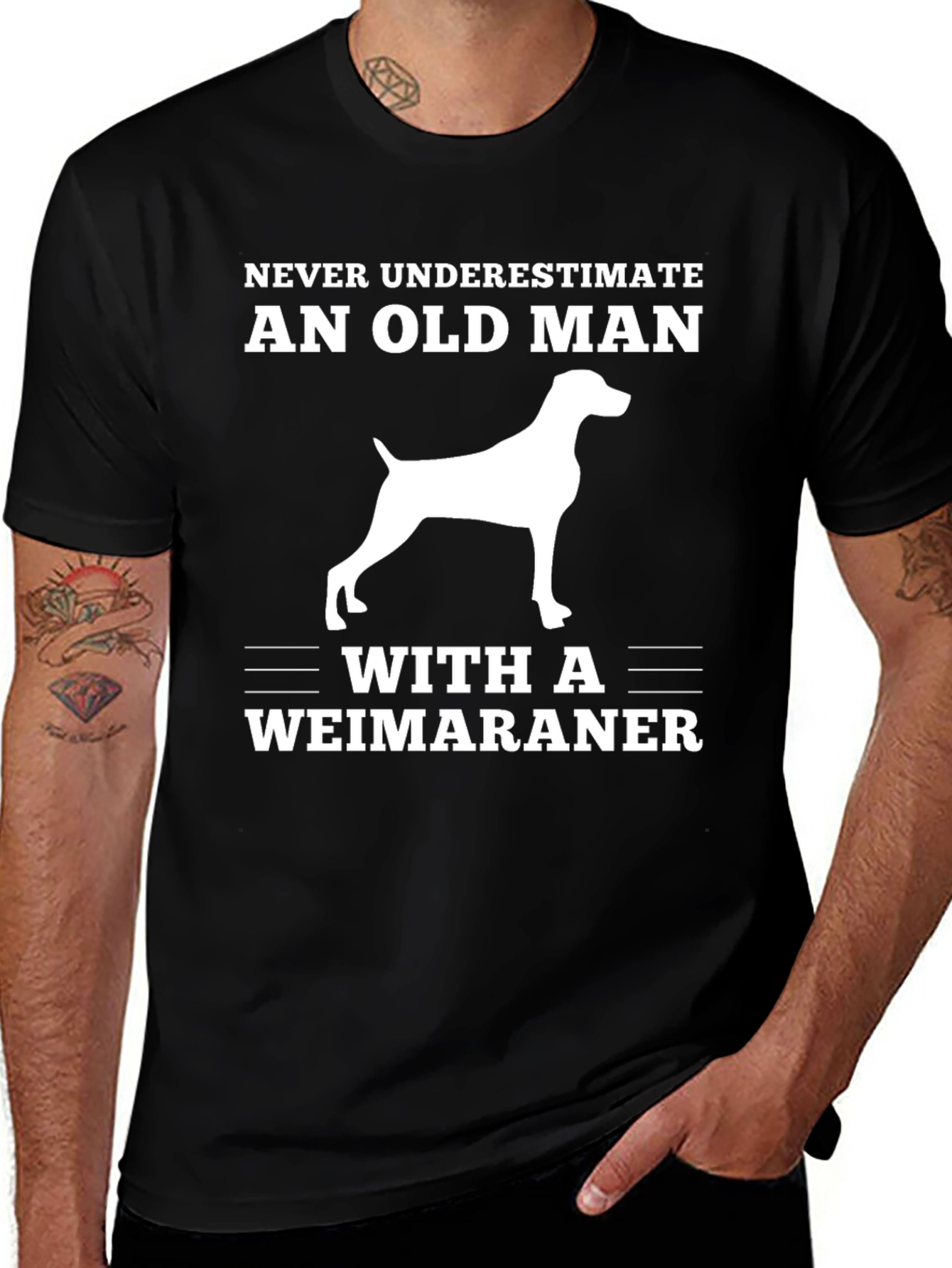 Weimaraner Old Man T-Shirt - Novelty Dog Lover Tee
