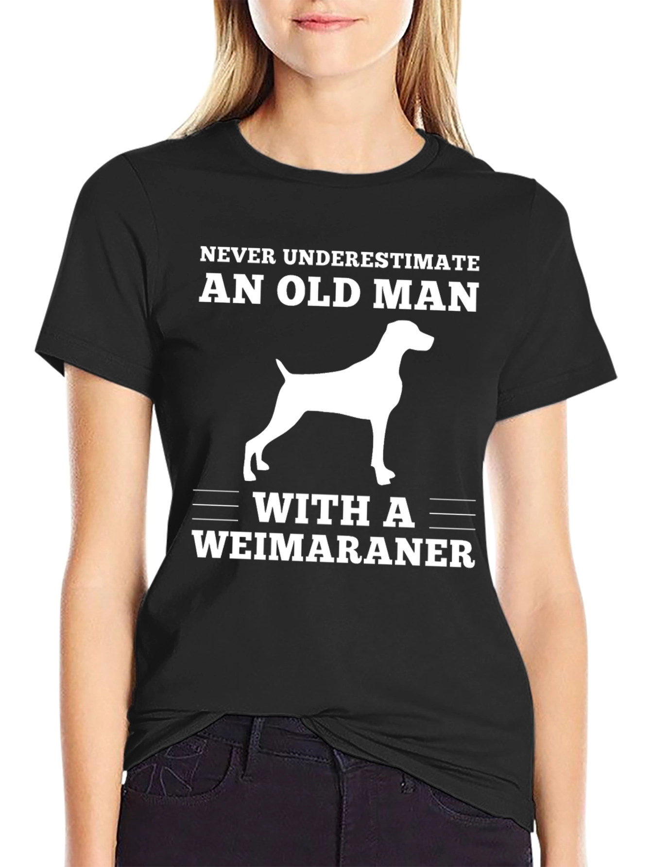 Weimaraner Old Man T-Shirt - Novelty Dog Lover Tee