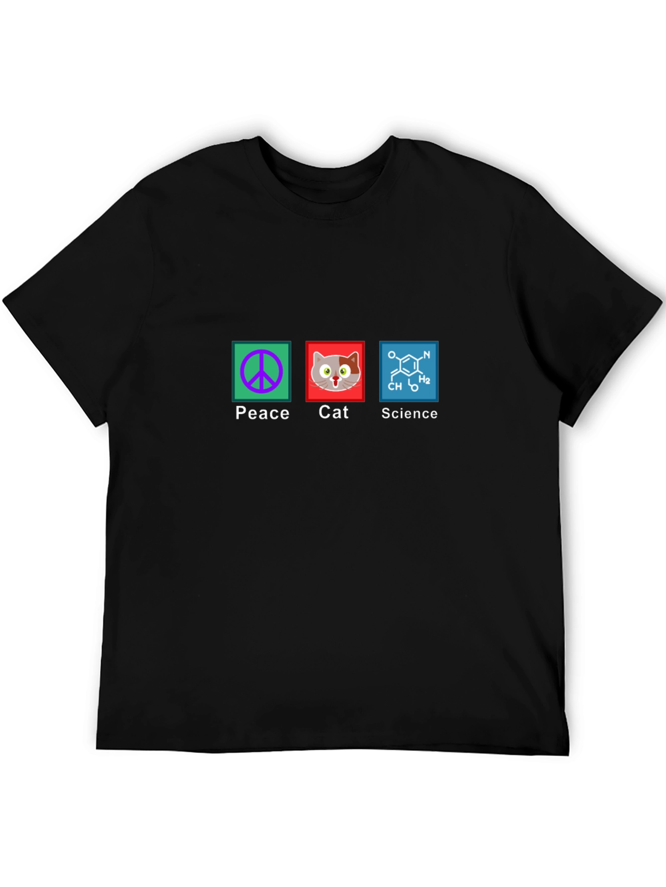 Peace Cat Science Graphic T-Shirt