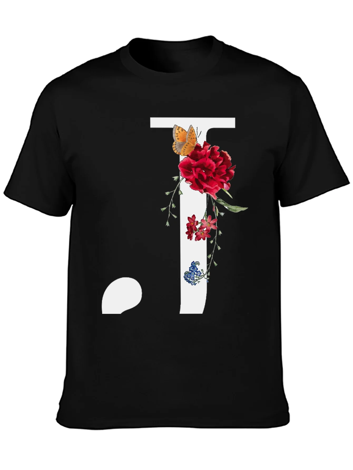 Floral Initial J Graphic Tee - Stylish Casual Wear