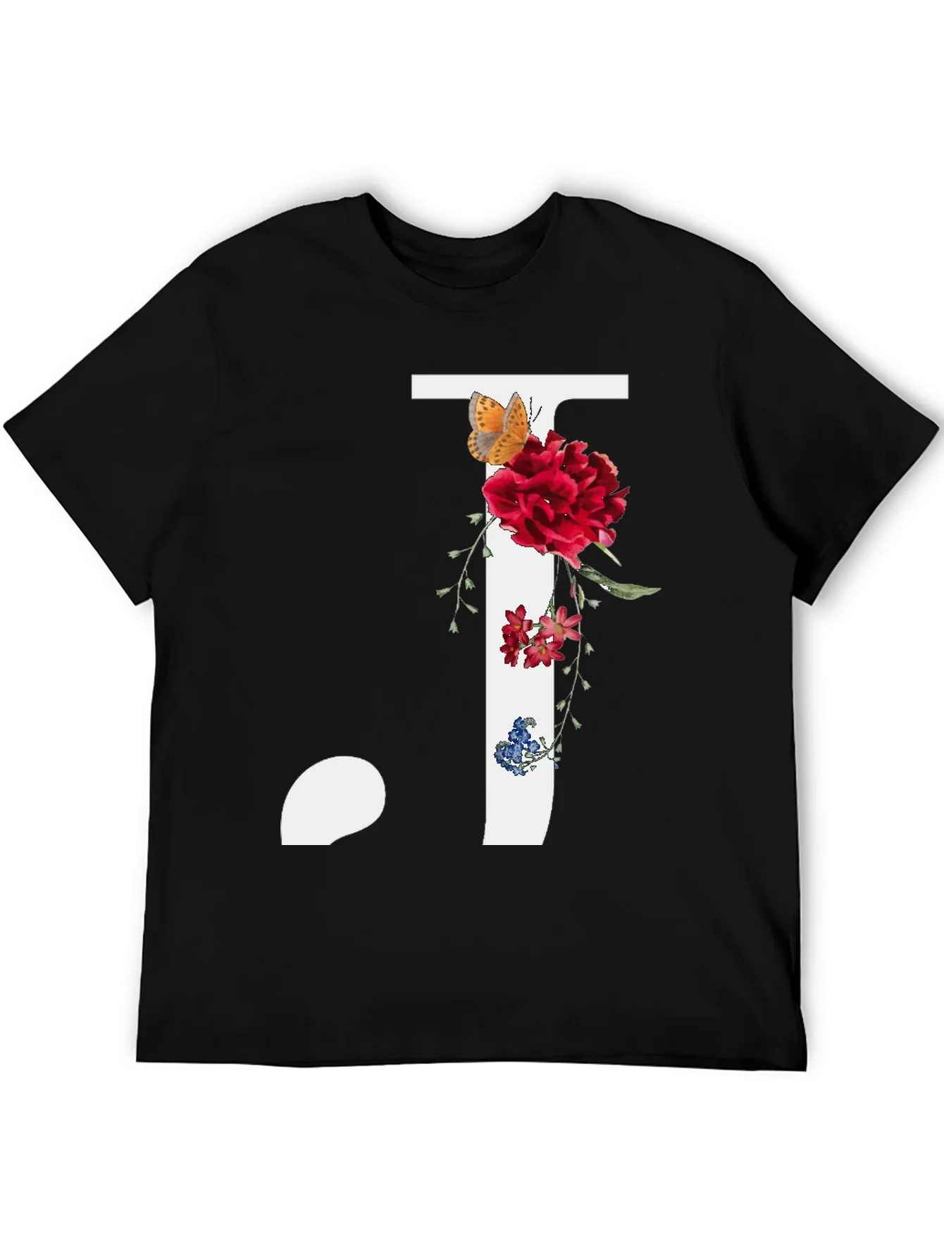 Floral Initial J Graphic Tee - Stylish Casual Wear
